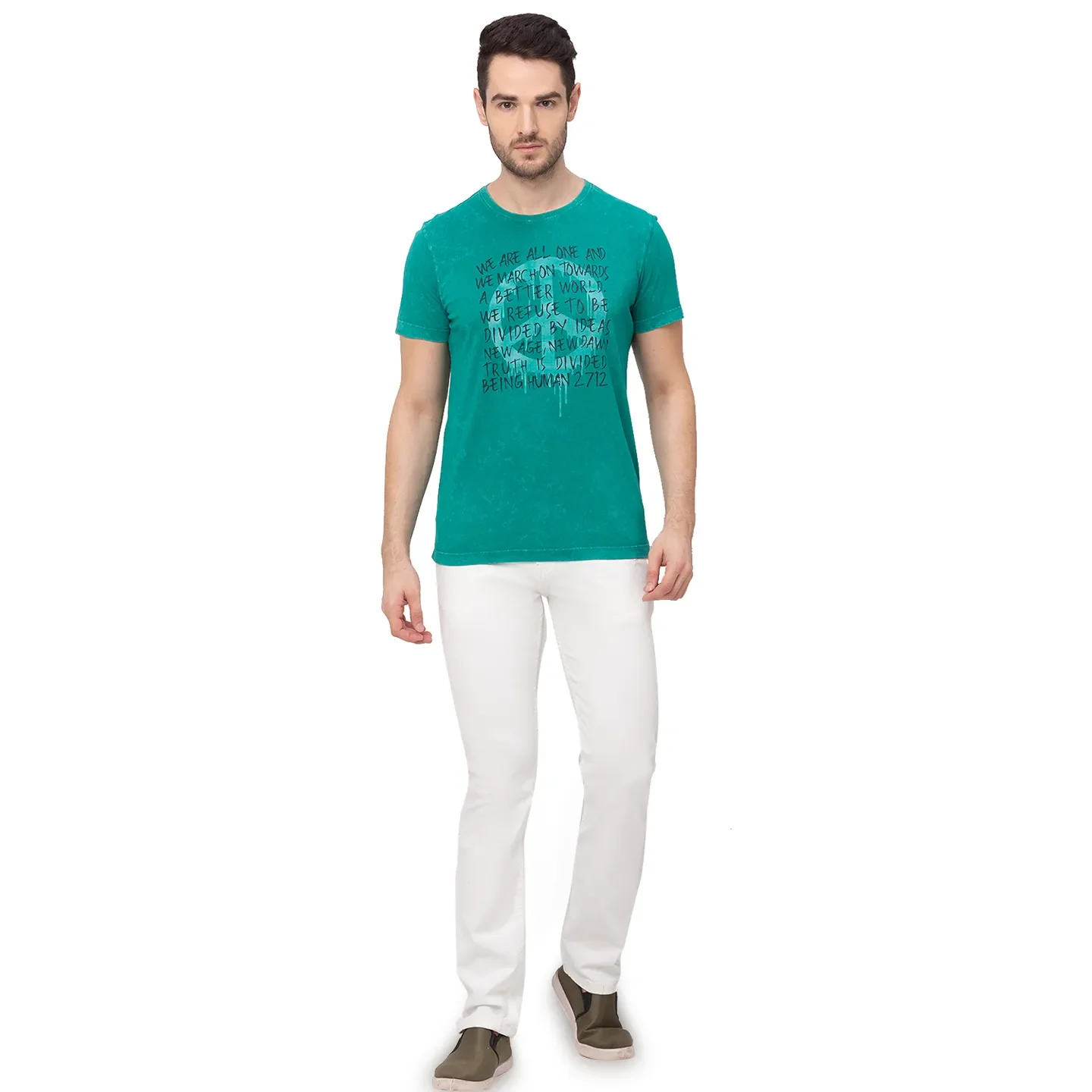 White Slim Straight Fit Men's Denims by Being Human Clothing - Image 3