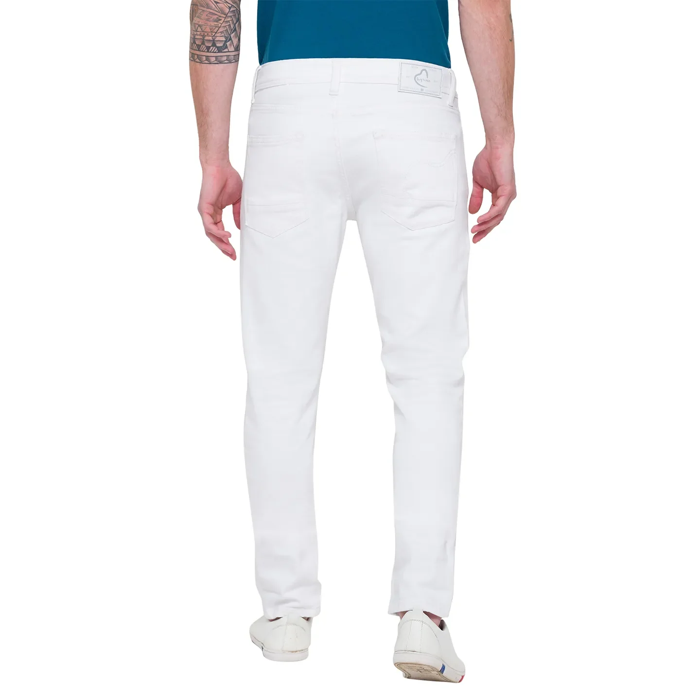 White Slim Straight Fit Men's Denims by Being Human Clothing - Image 3