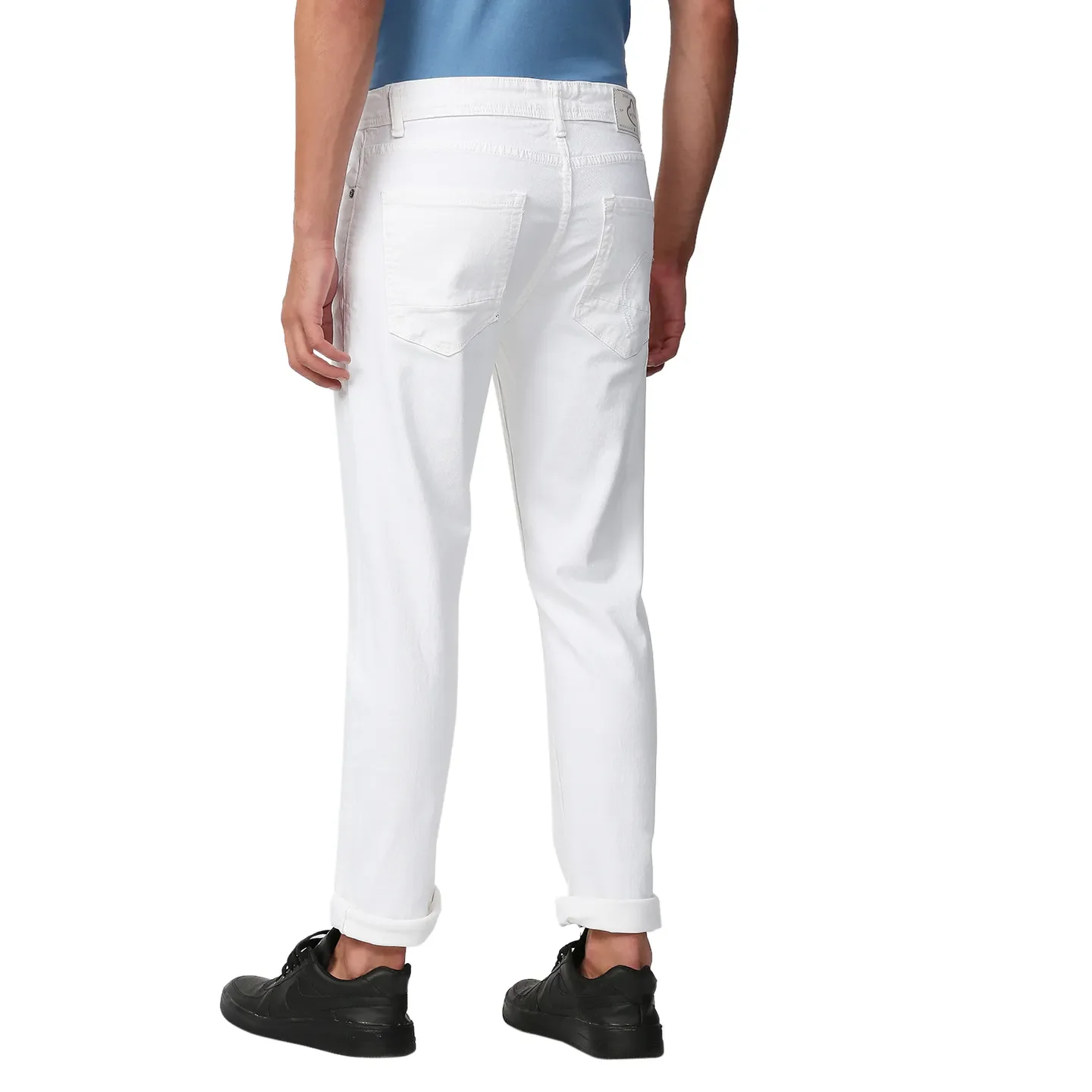 White Slim Straight Fit Men's Denims by Being Human Clothing - Image 4