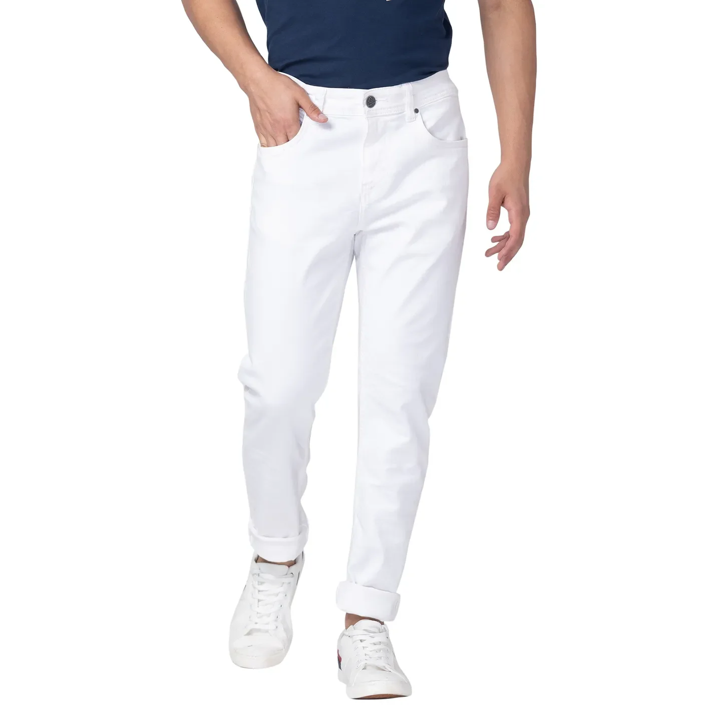 White Slim Straight Fit Men's Denims by Being Human Clothing