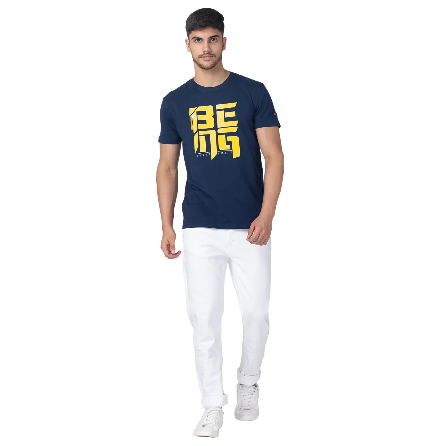 White Slim Straight Fit Men's Denims by Being Human Clothing - Image 5