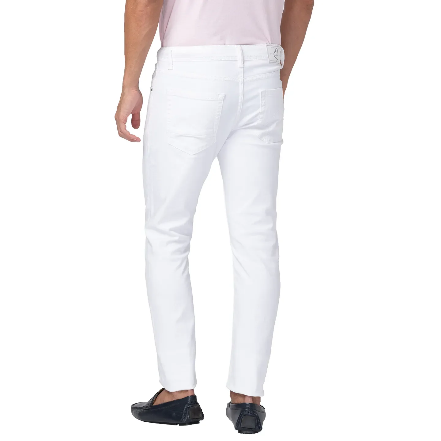 White Slim Straight Fit Men's Denims by Being Human Clothing - Image 3