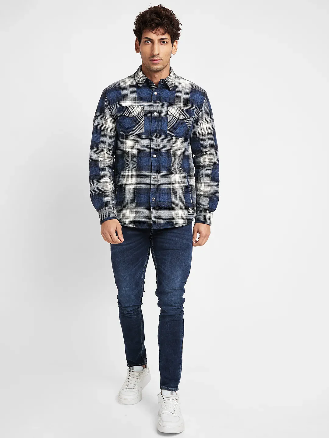Blue Slim Straight Fit Regular Collar Long Sleeves Men's Jacket by Being Human Clothing - Image 2