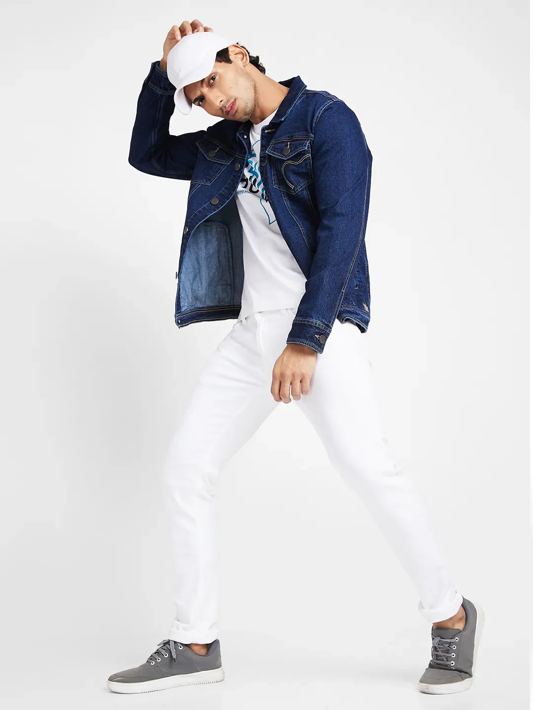 Indigo Slim Straight Fit Regular Collar Long Sleeves Men's Jacket by Being Human Clothing - Image 6