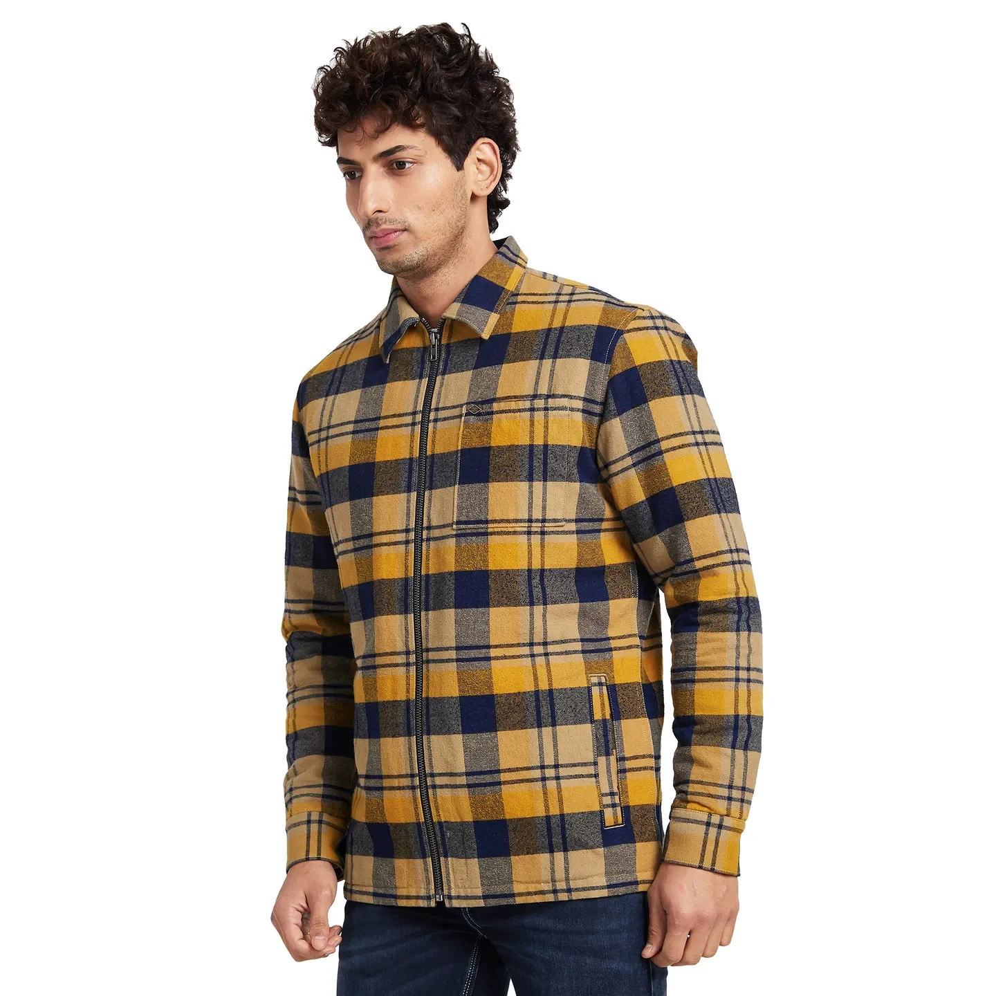 Blue Slim Straight Fit Regular Collar Long Sleeves Men's Jacket by Being Human Clothing - Image 2