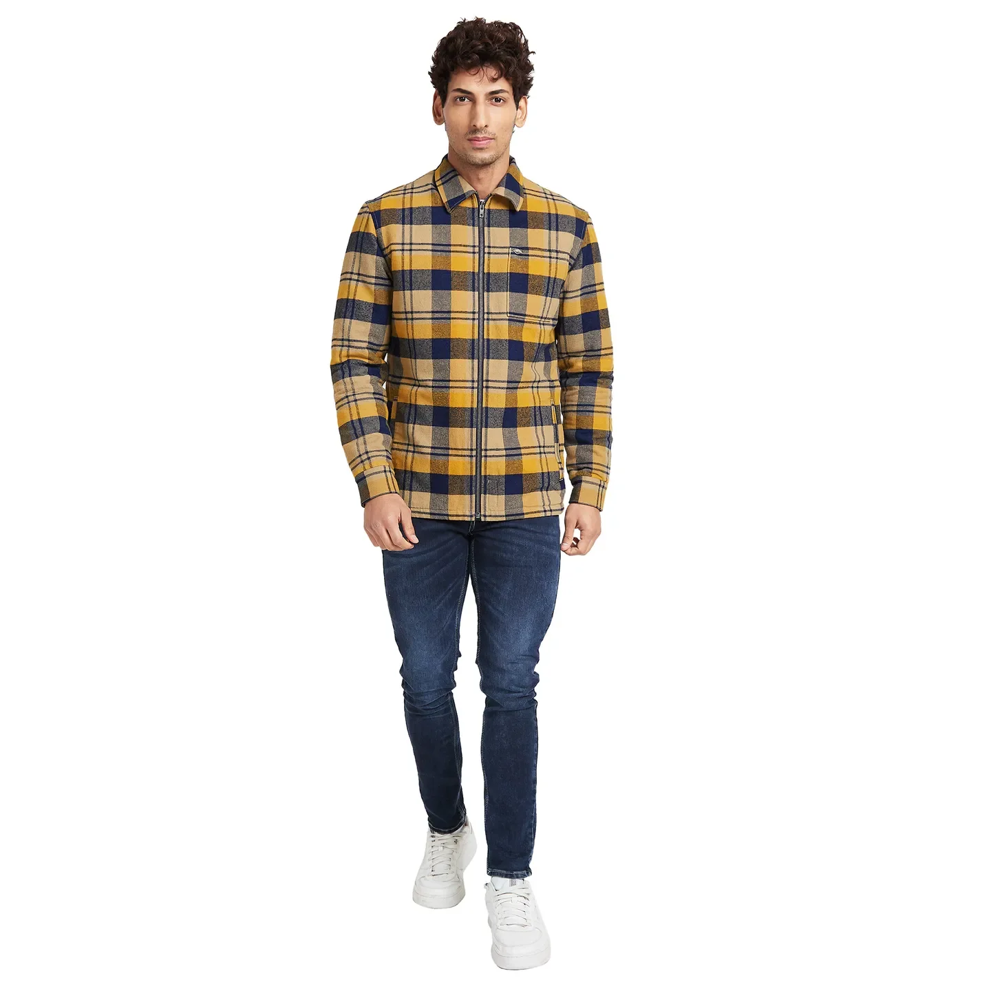 Blue Slim Straight Fit Regular Collar Long Sleeves Men's Jacket by Being Human Clothing - Image 5