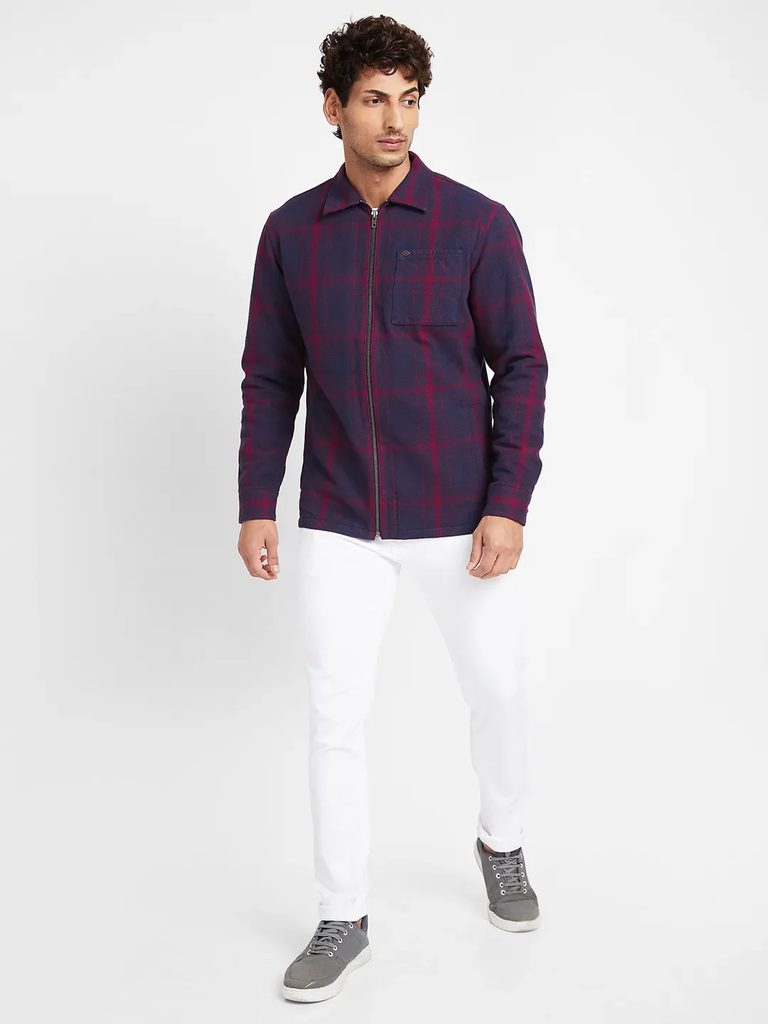 Blue Slim Straight Fit Regular Collar Long Sleeves Men's Jacket by Being Human Clothing - Image 2