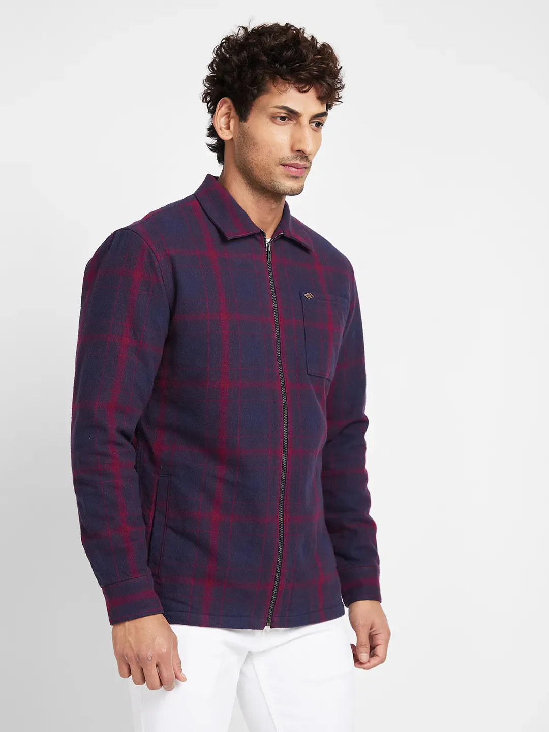 Blue Slim Straight Fit Regular Collar Long Sleeves Men's Jacket by Being Human Clothing - Image 3
