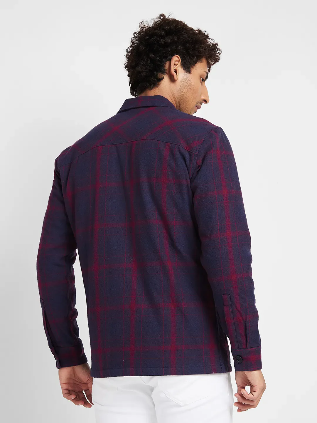 Blue Slim Straight Fit Regular Collar Long Sleeves Men's Jacket by Being Human Clothing - Image 4