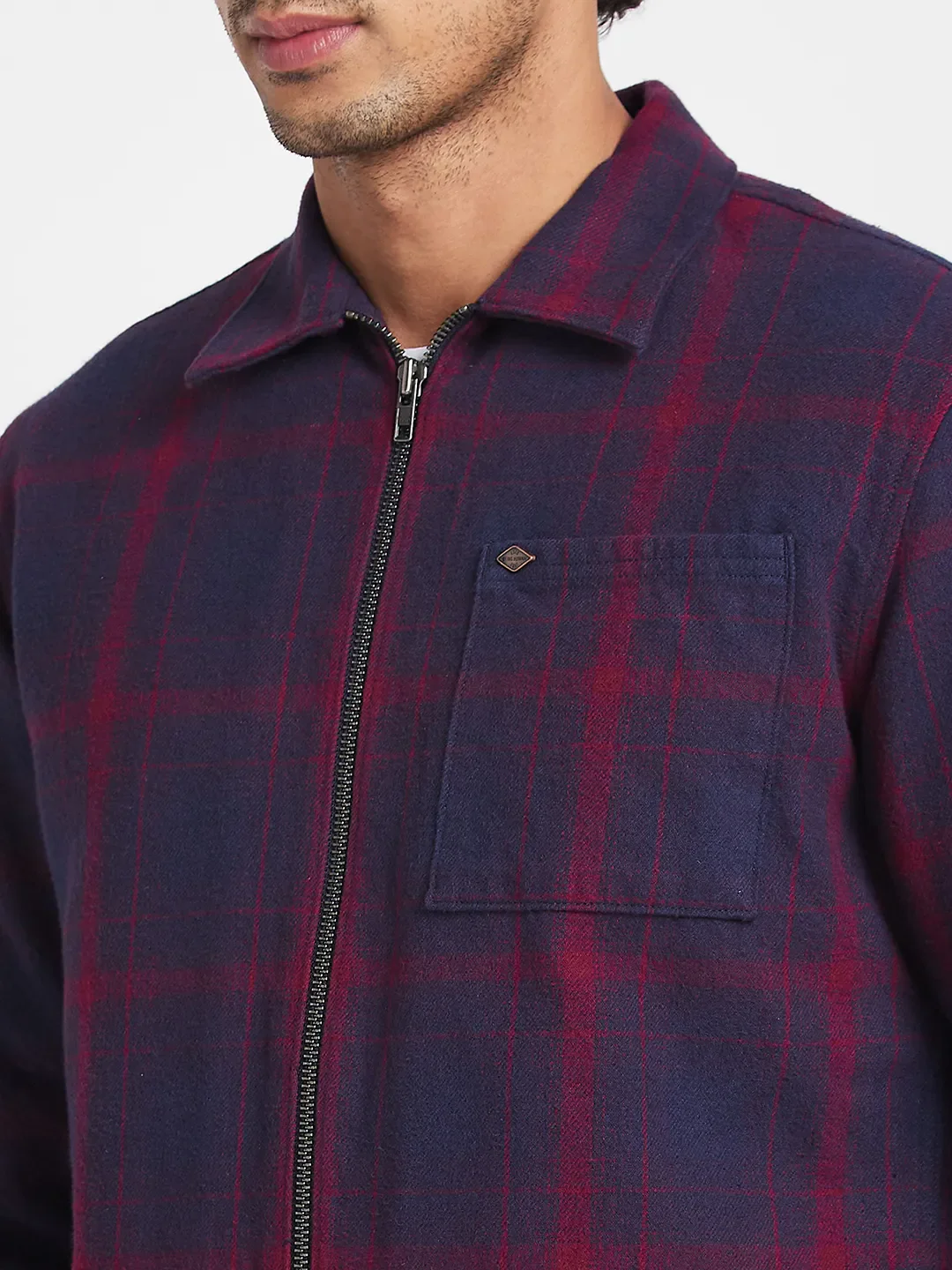 Blue Slim Straight Fit Regular Collar Long Sleeves Men's Jacket by Being Human Clothing - Image 5