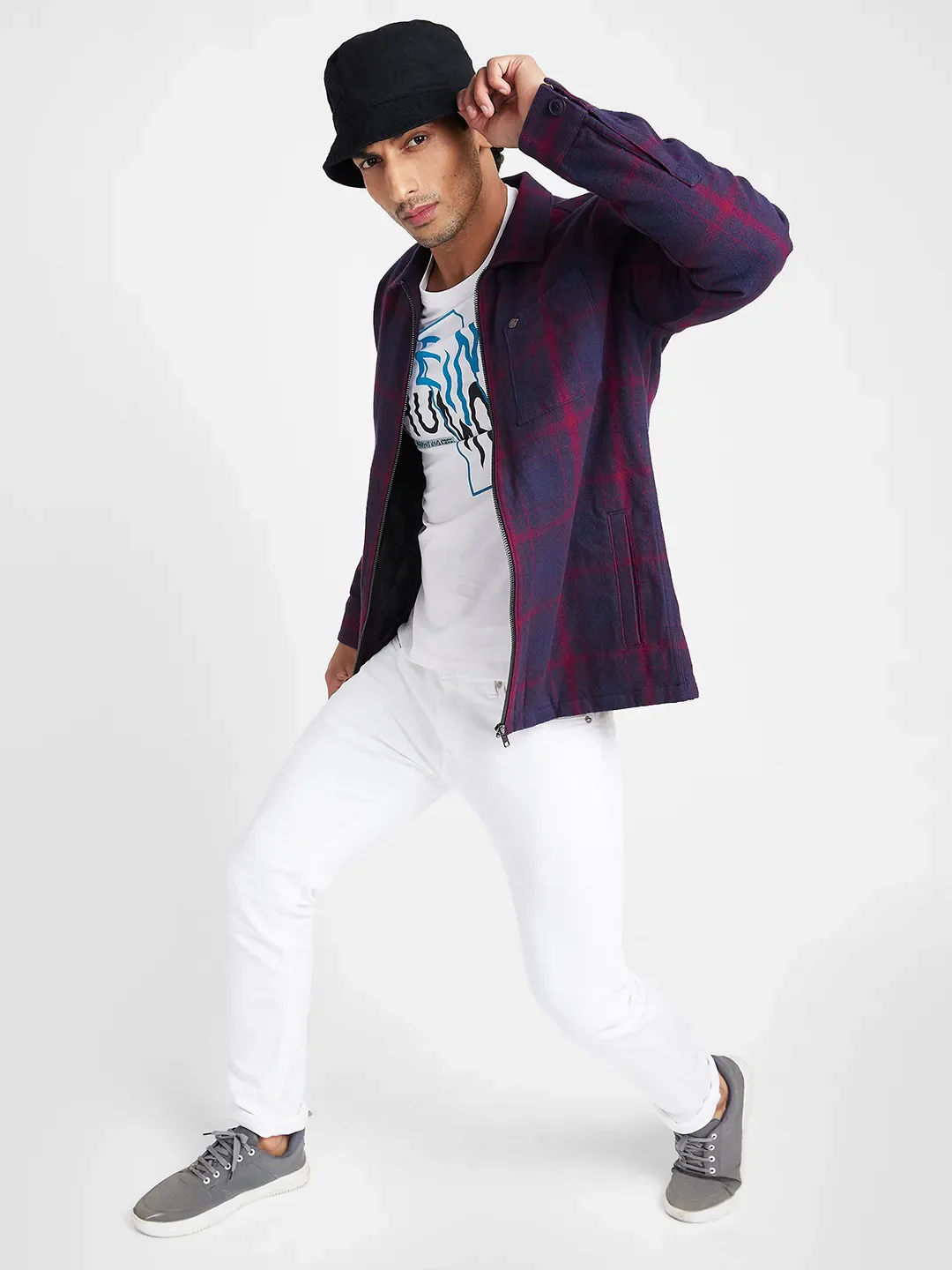 Blue Slim Straight Fit Regular Collar Long Sleeves Men's Jacket by Being Human Clothing - Image 6