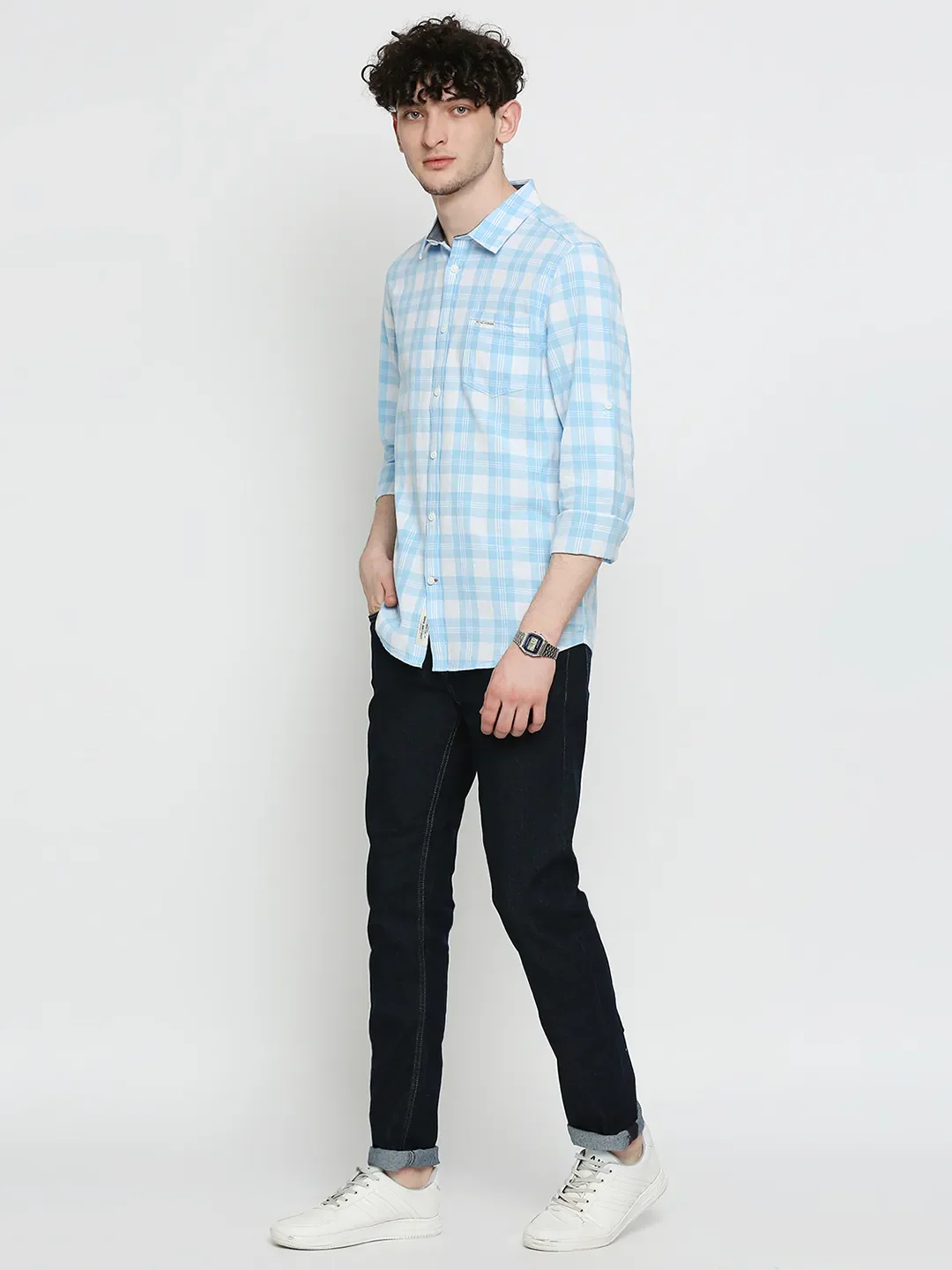 Blue Slim Straight Fit Men's Denims by Being Human Clothing - Image 6