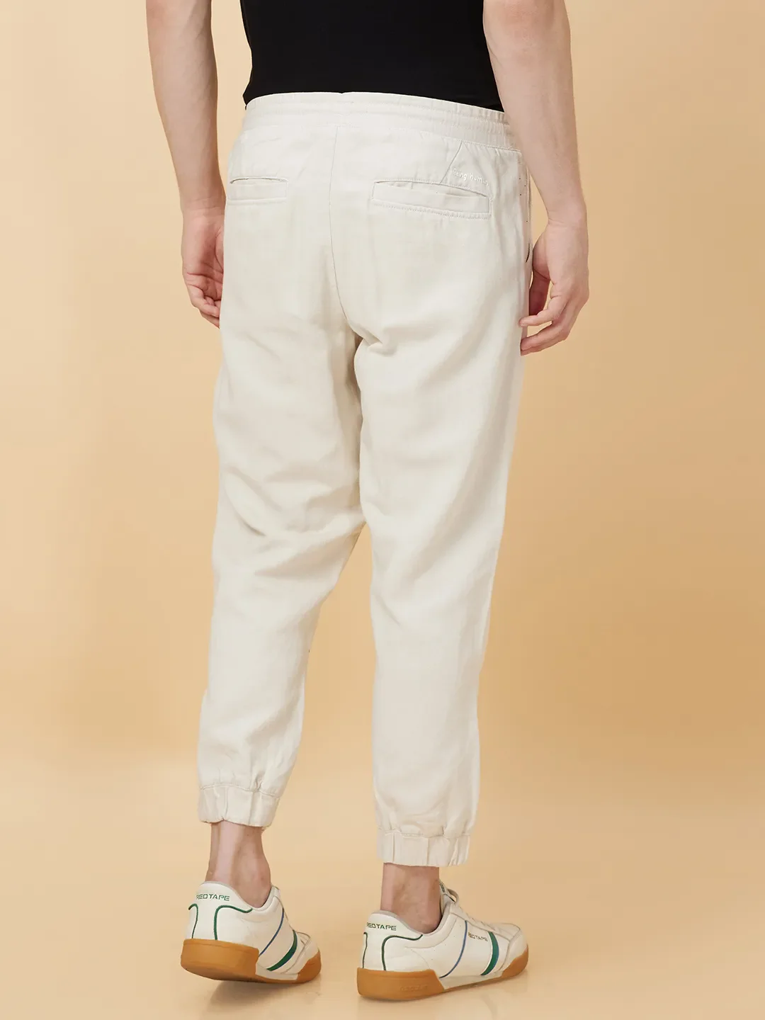 Beige Jogger fit Men's Joggers by Being Human Clothing - Image 4