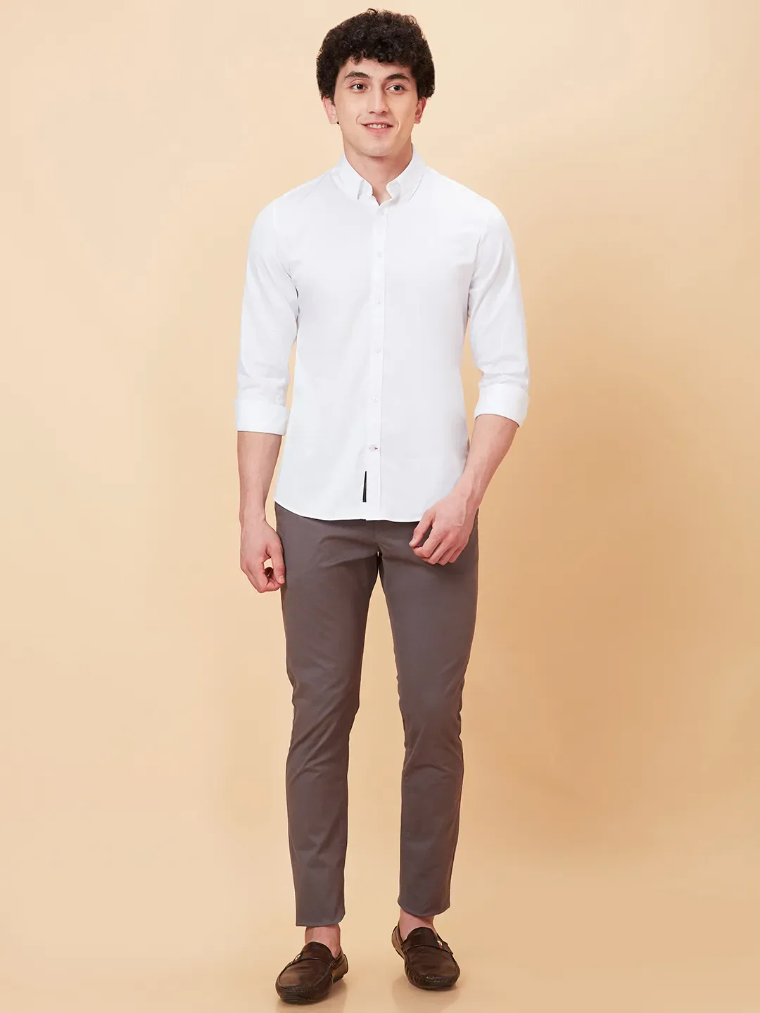Brown Slim Fit Chinos For Men By Being Human Clothing - Image 5
