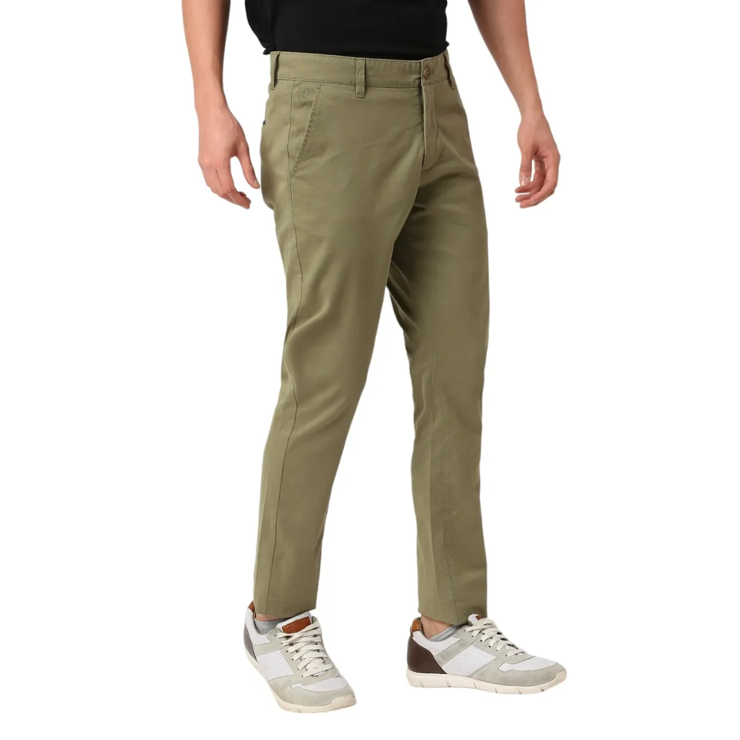 Olive Slim Fit Chinos For Men By Being Human Clothing - Image 3