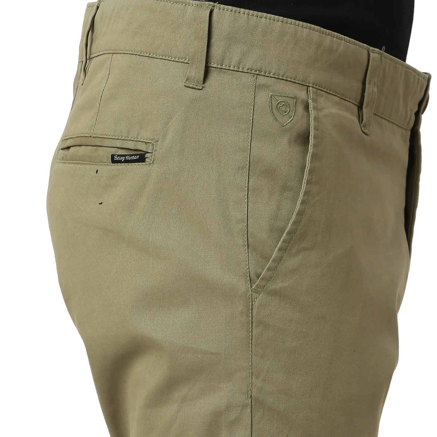 Olive Slim Fit Chinos For Men By Being Human Clothing - Image 5