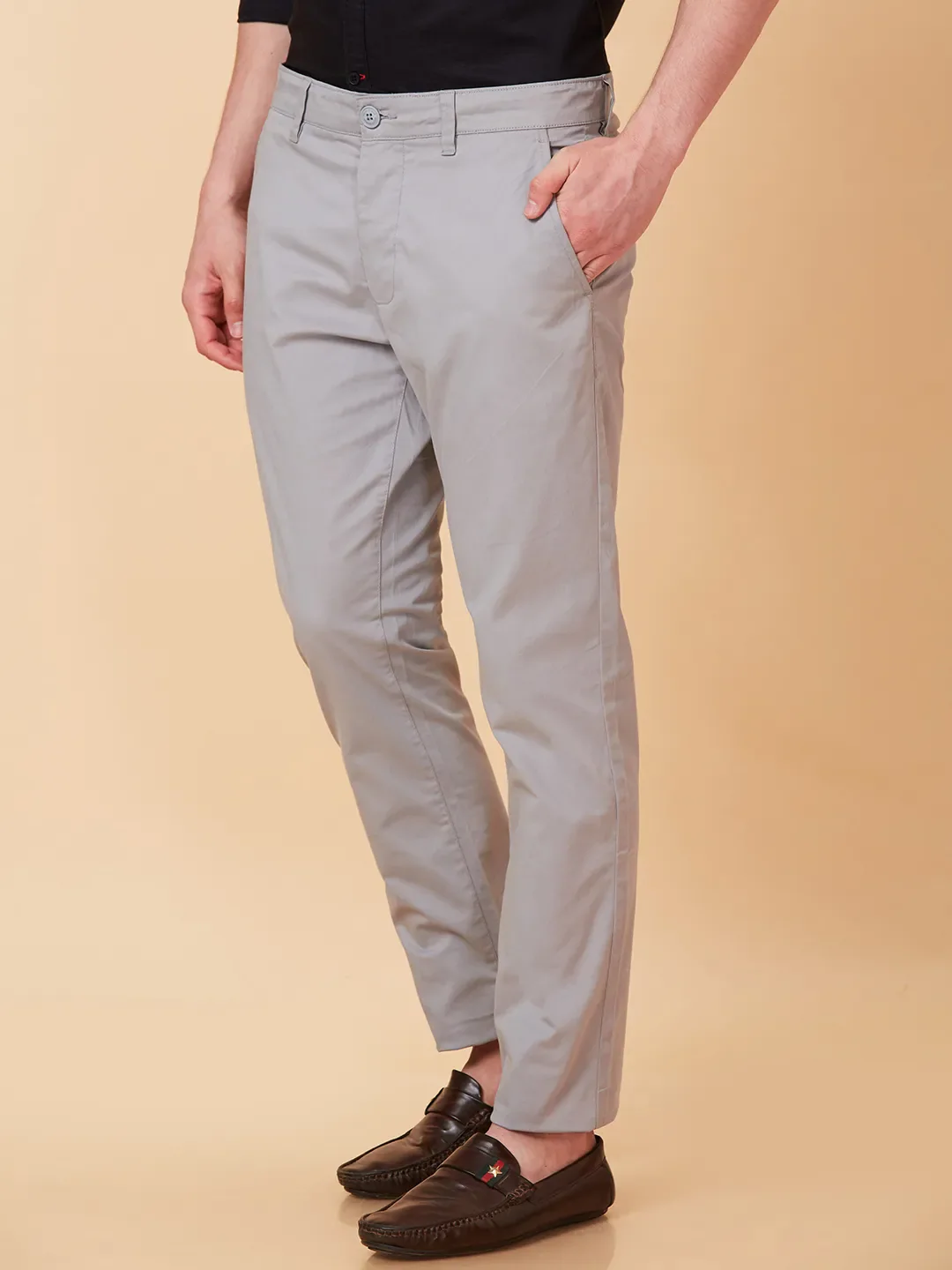 Grey Slim Fit Men's Chinos by Being Human Clothing - Image 4