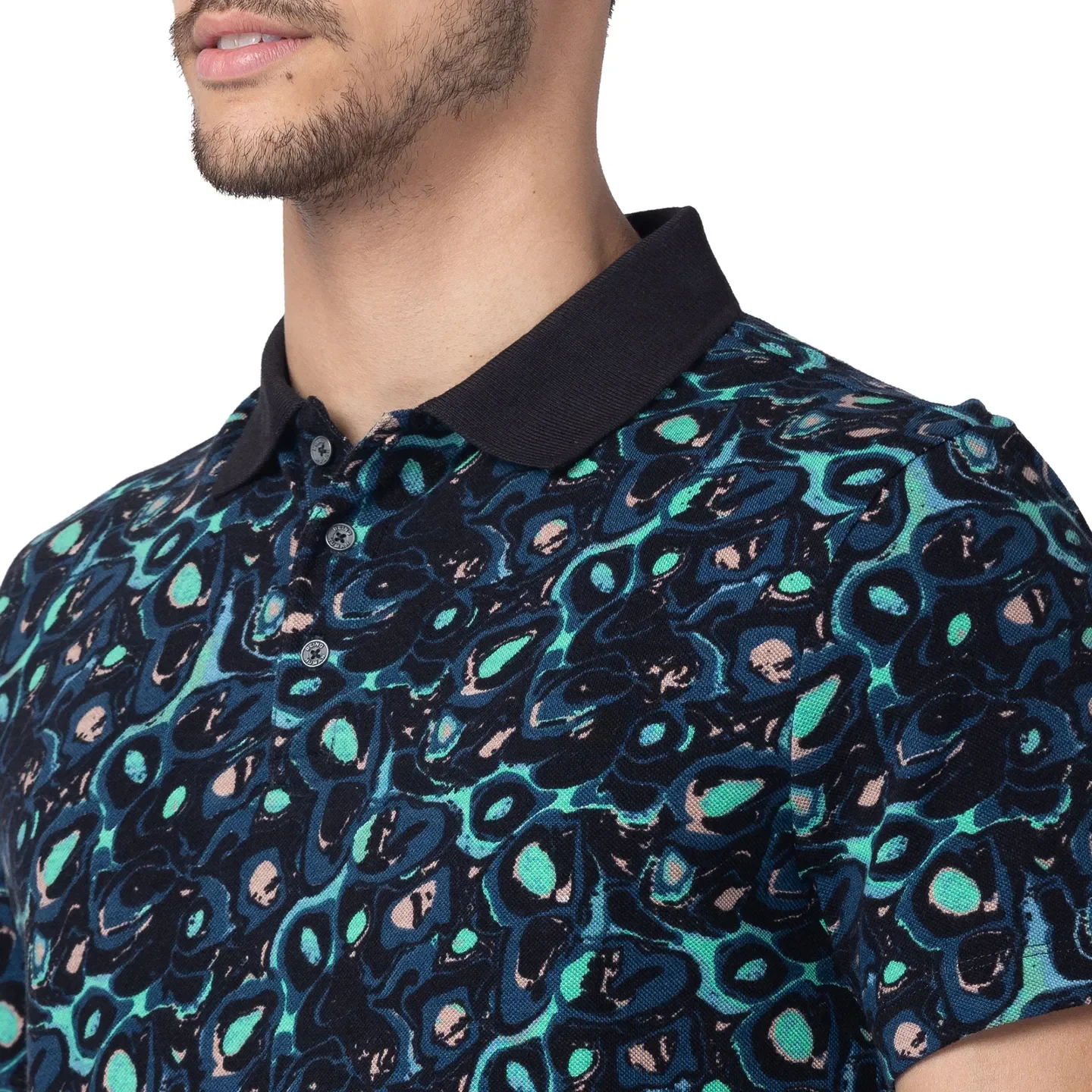 Black Slim Straight Fit Men's Polo T-Shirt by Being Human Clothing - Image 4