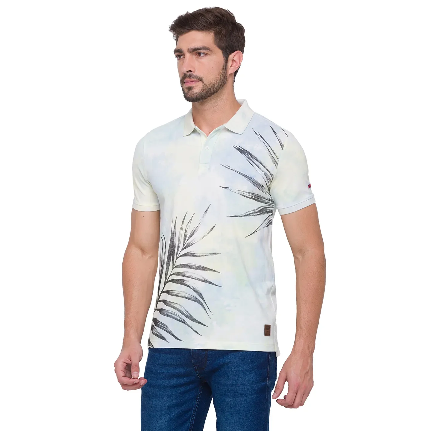 Blue Slim Fit Men's Polo T-shirt by Being Human Clothing - Image 2