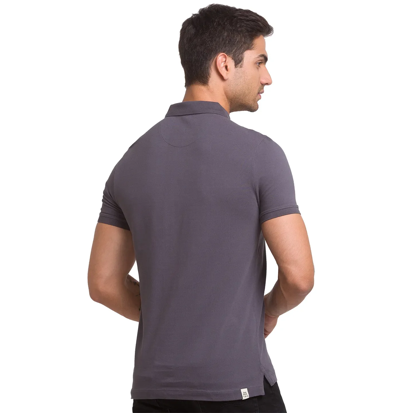 Grey Slim Straight Fit Men's Polo T-Shirt by Being Human Clothing - Image 3