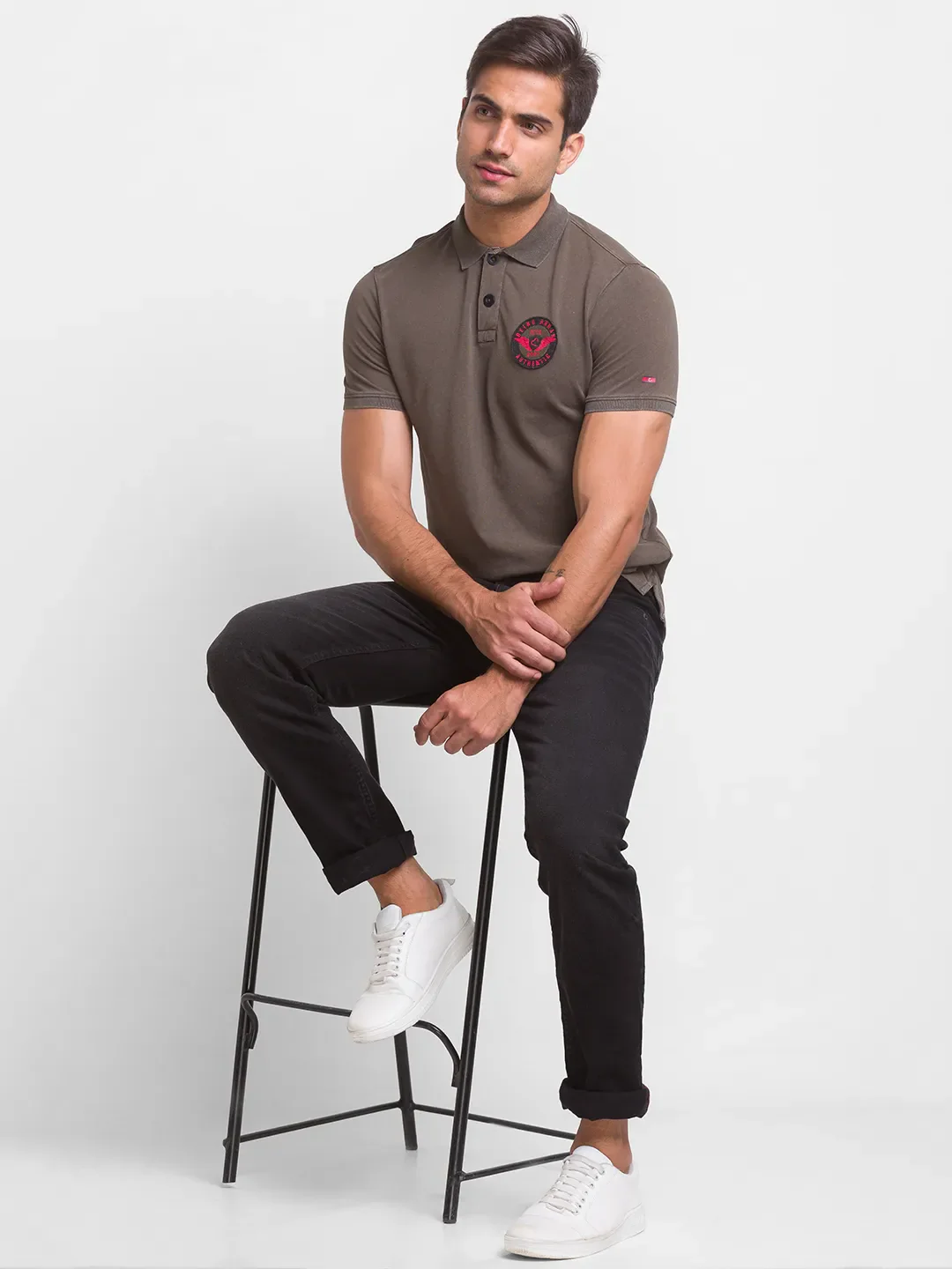 Olive Slim Fit Men's Polo T-shirt by Being Human Clothing - Image 5