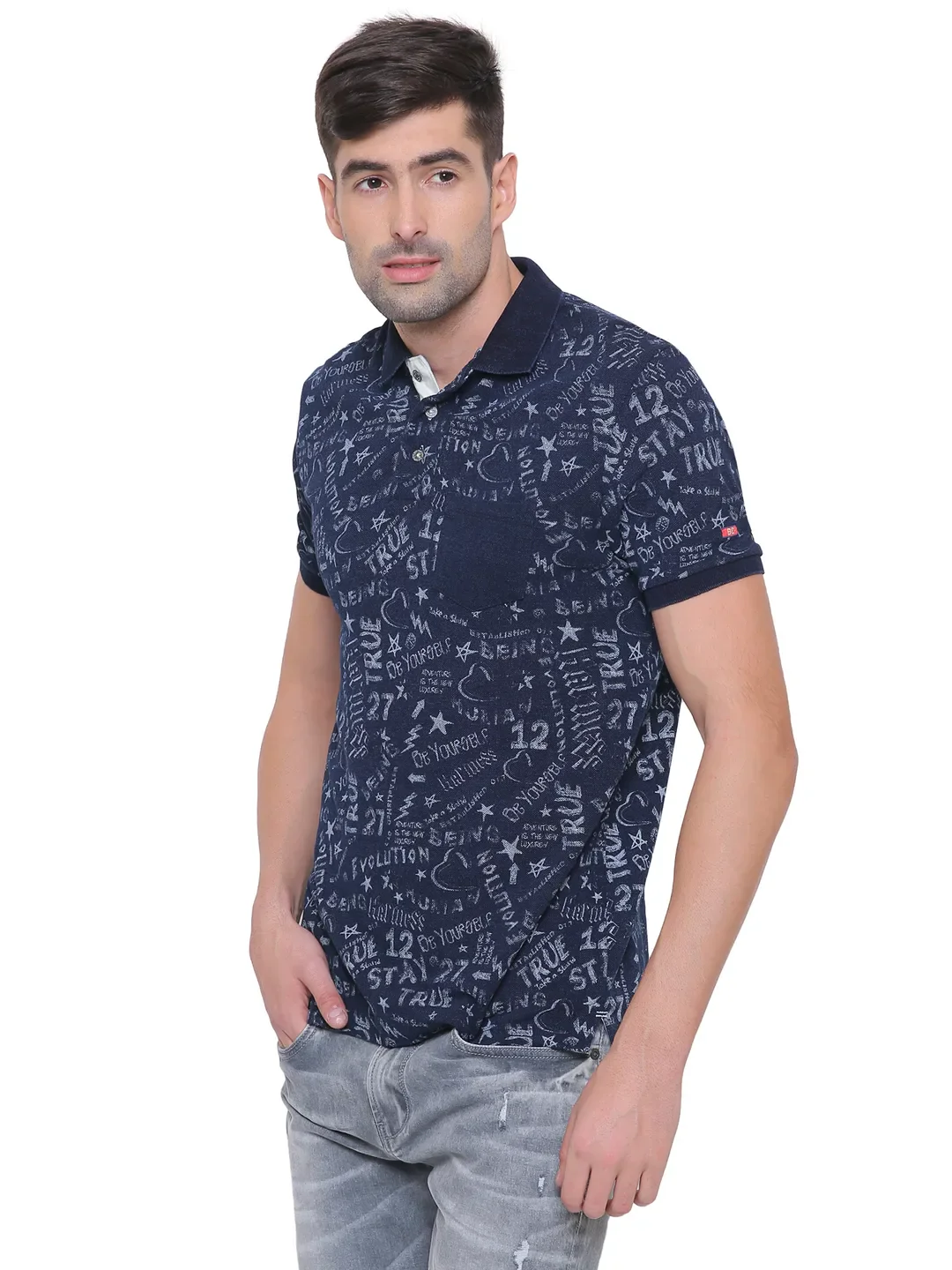 Indigo Slim Fit Men's Polo T-Shirt by Being Human Clothing - Image 5