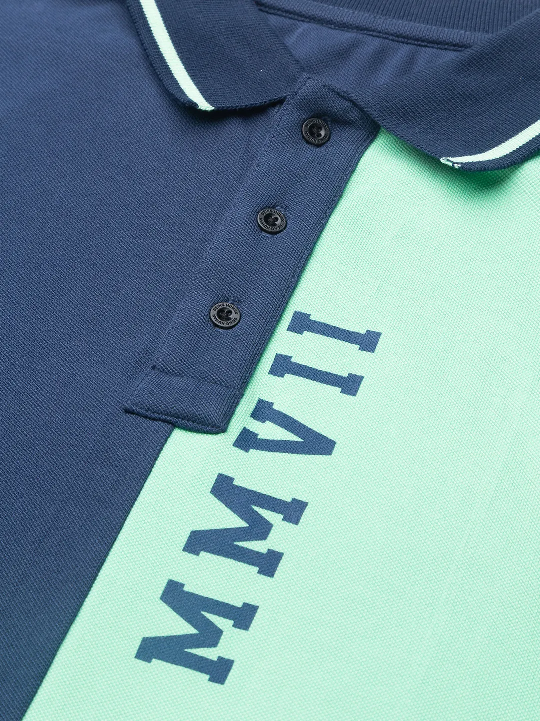 Ocean Blue Slim Fit Men's Polo T-shirt by Being Human Clothing - Image 4