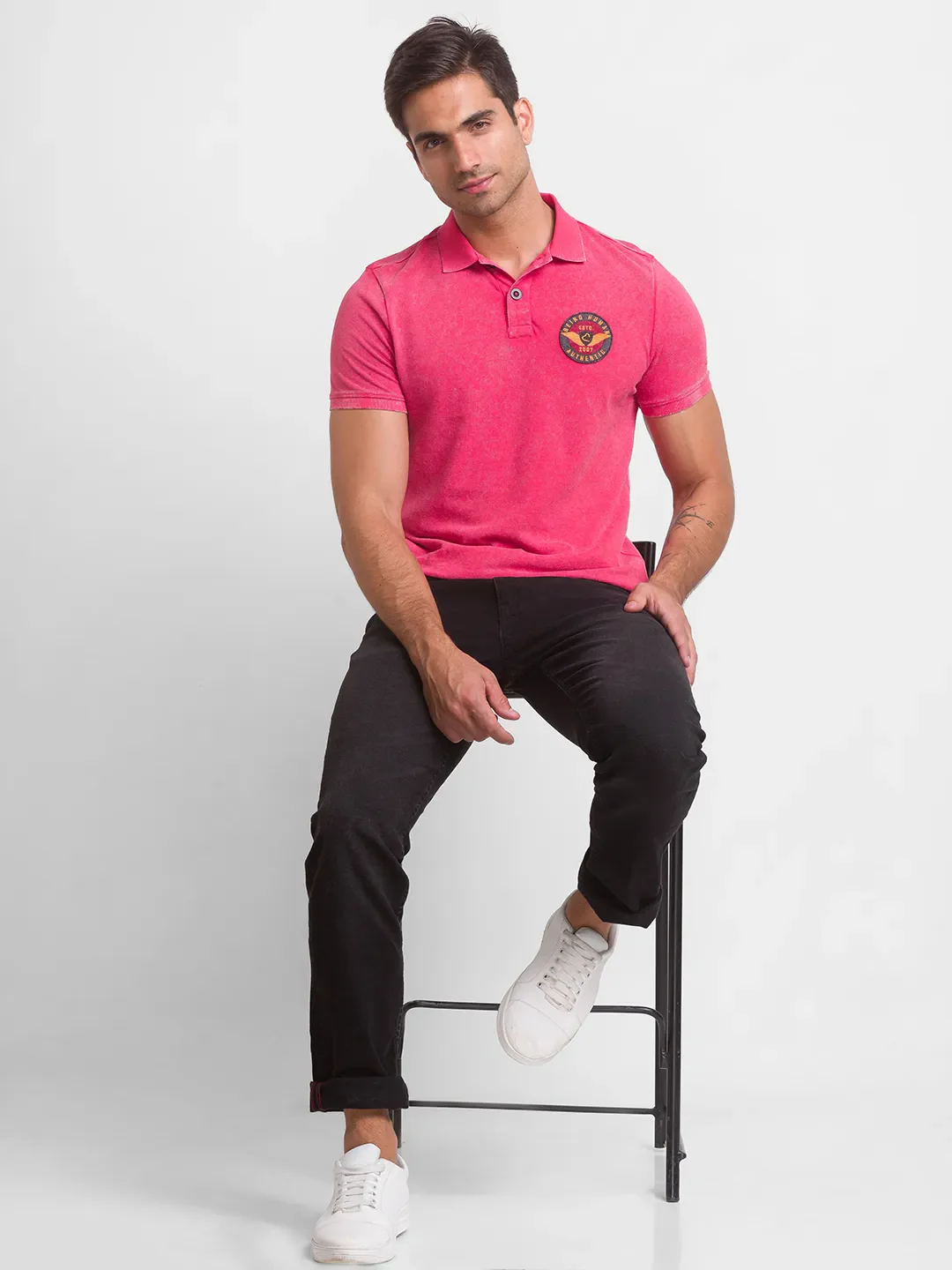 Red Slim Straight Fit Men's Polo T-Shirt by Being Human Clothing - Image 5
