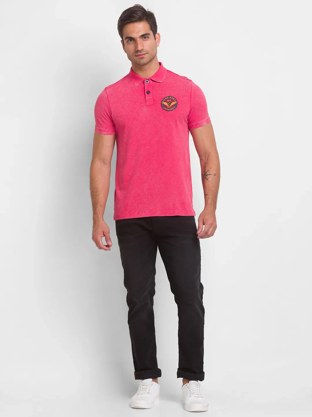 Red Slim Straight Fit Men's Polo T-Shirt by Being Human Clothing - Image 6