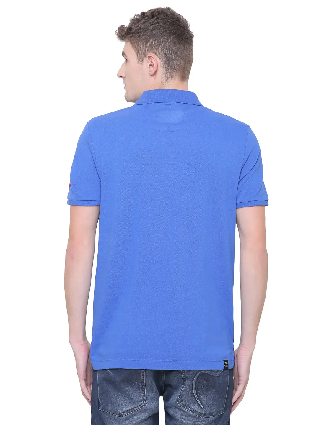 Blue Slim Straight Fit Men's Polo T-Shirt by Being Human Clothing - Image 5