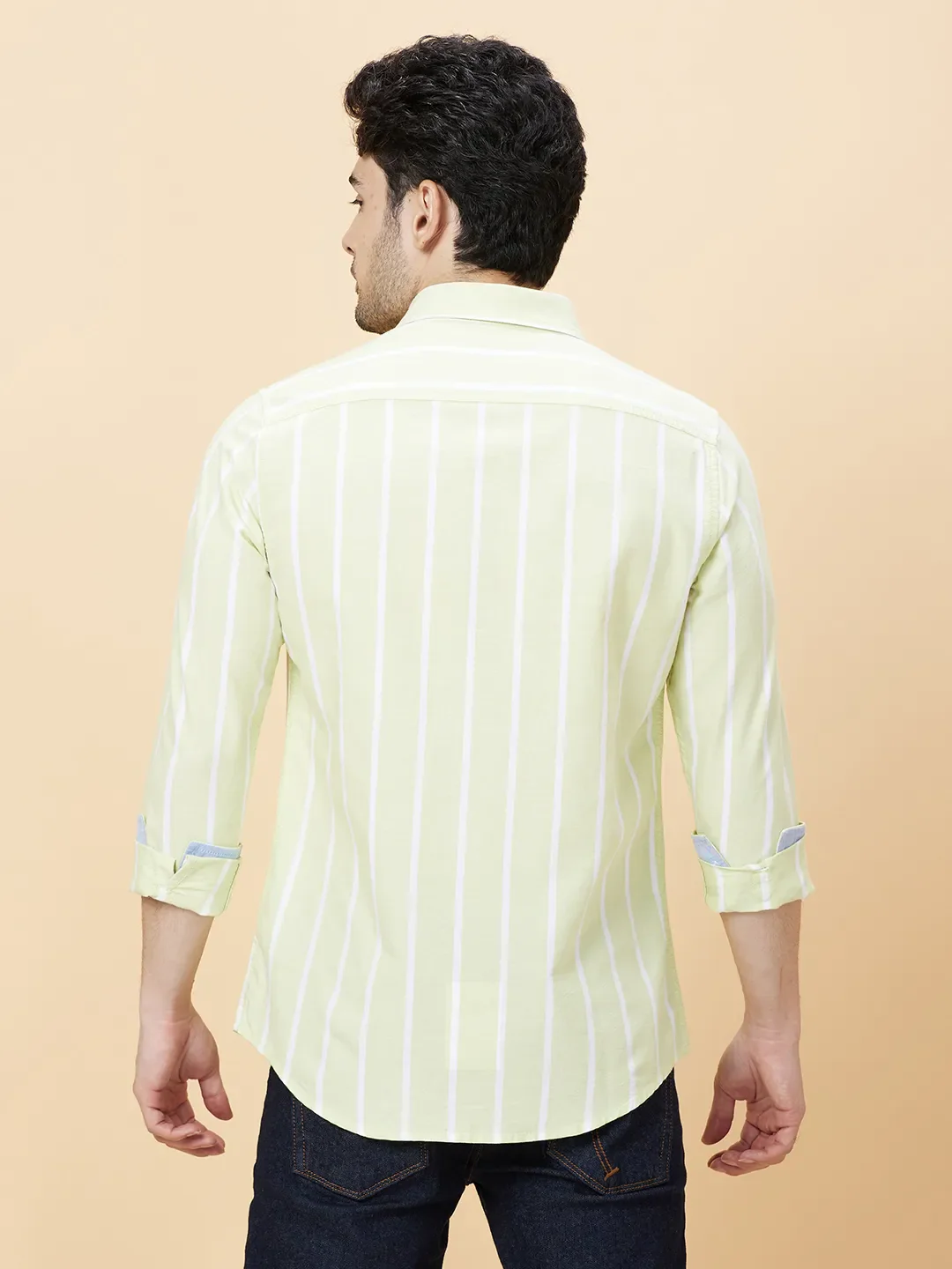 Green Slim Fit Regular Collar Men's Shirt by Being Human Clothing - Image 4