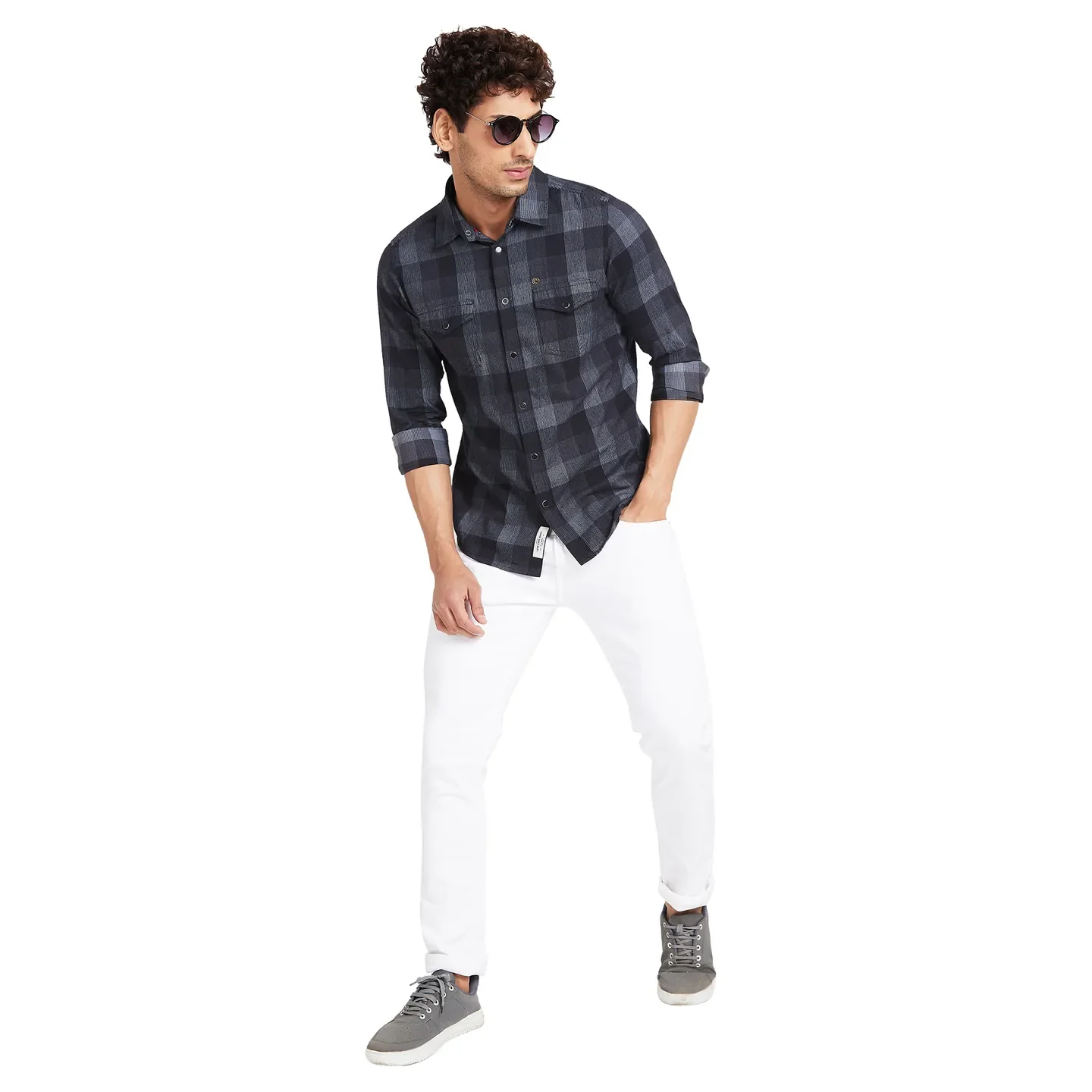 Black Slim Fit Regular Collar Men's Shirt by Being Human Clothing - Image 6