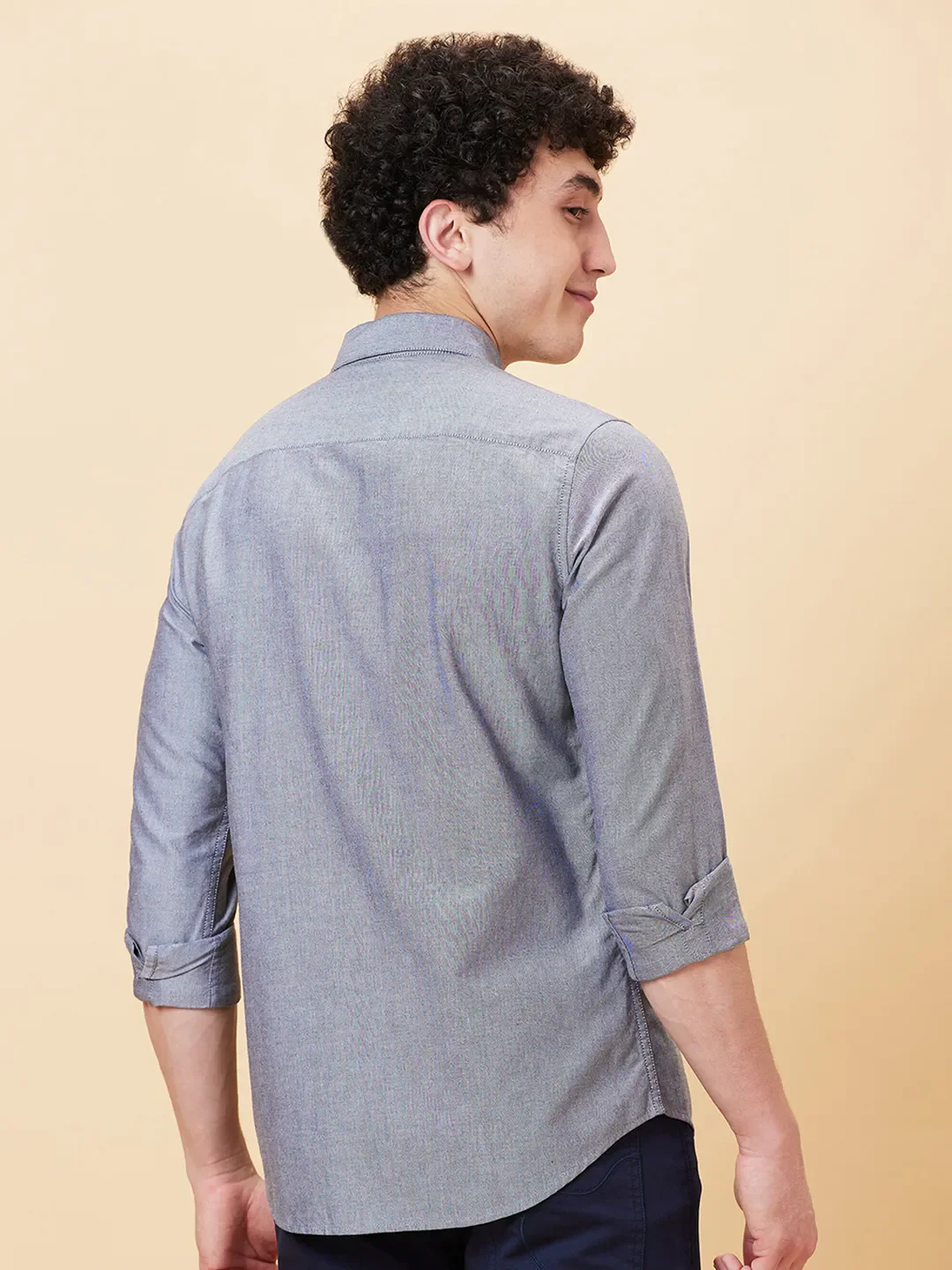 Black Slim Straight Fit Regular Collar Long Sleeves Men's Shirt by Being Human Clothing - Image 2