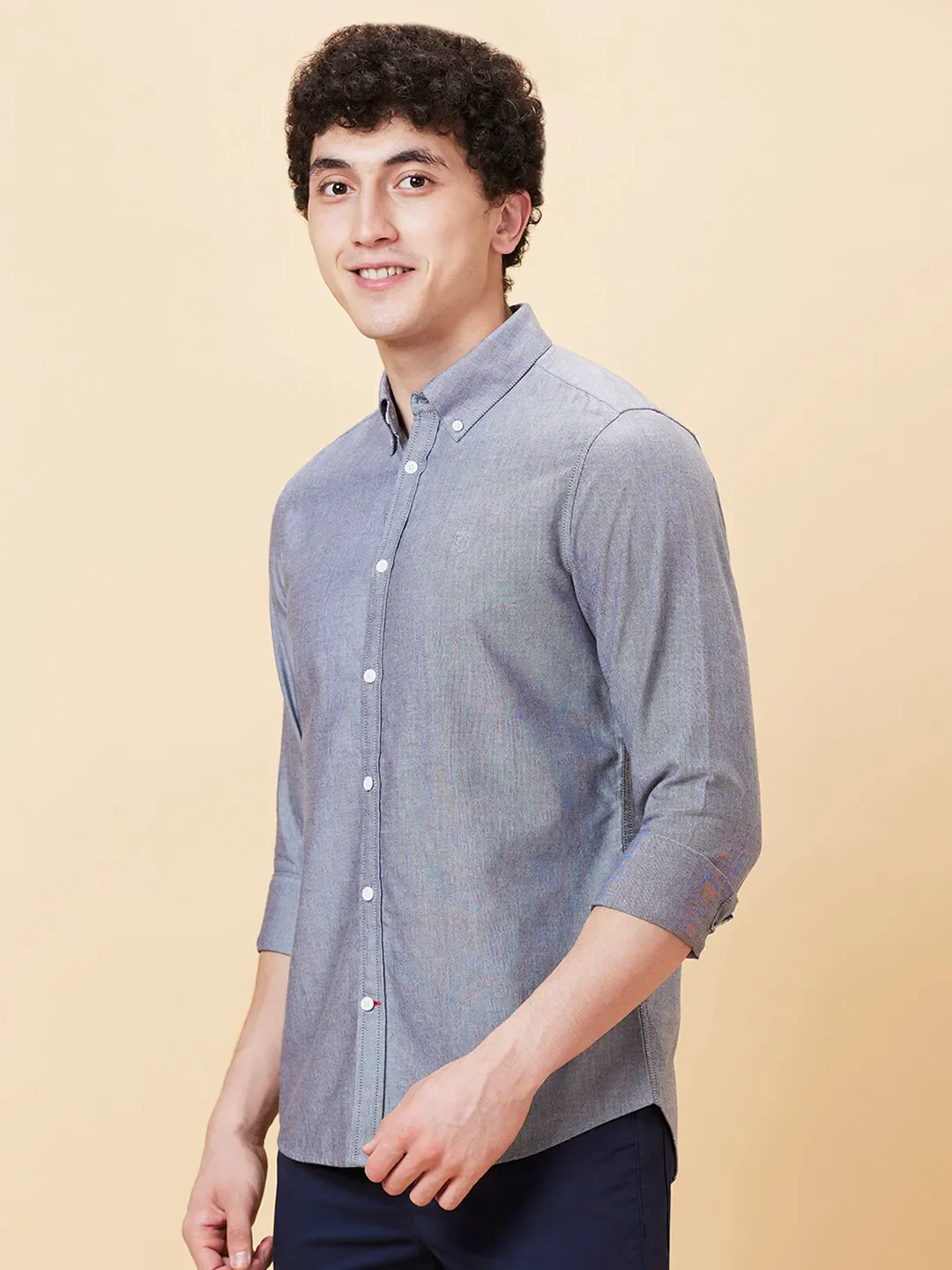 Black Slim Straight Fit Regular Collar Long Sleeves Men's Shirt by Being Human Clothing - Image 3