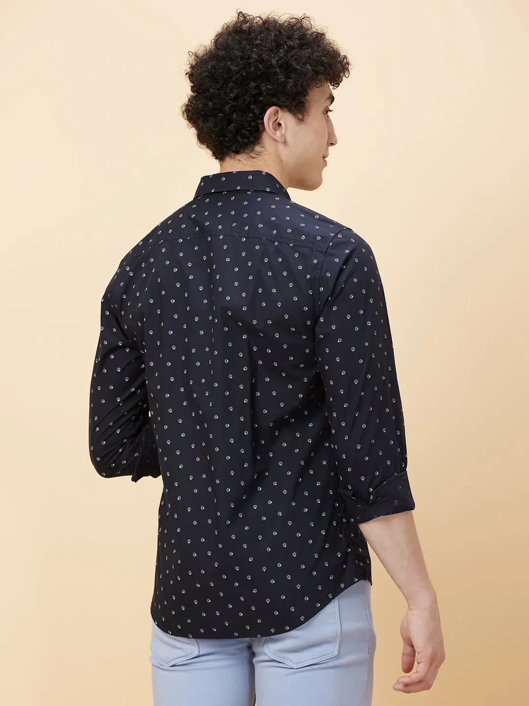 Black Slim Straight Fit Regular Collar Long Sleeves Men's Shirt by Being Human Clothing - Image 4