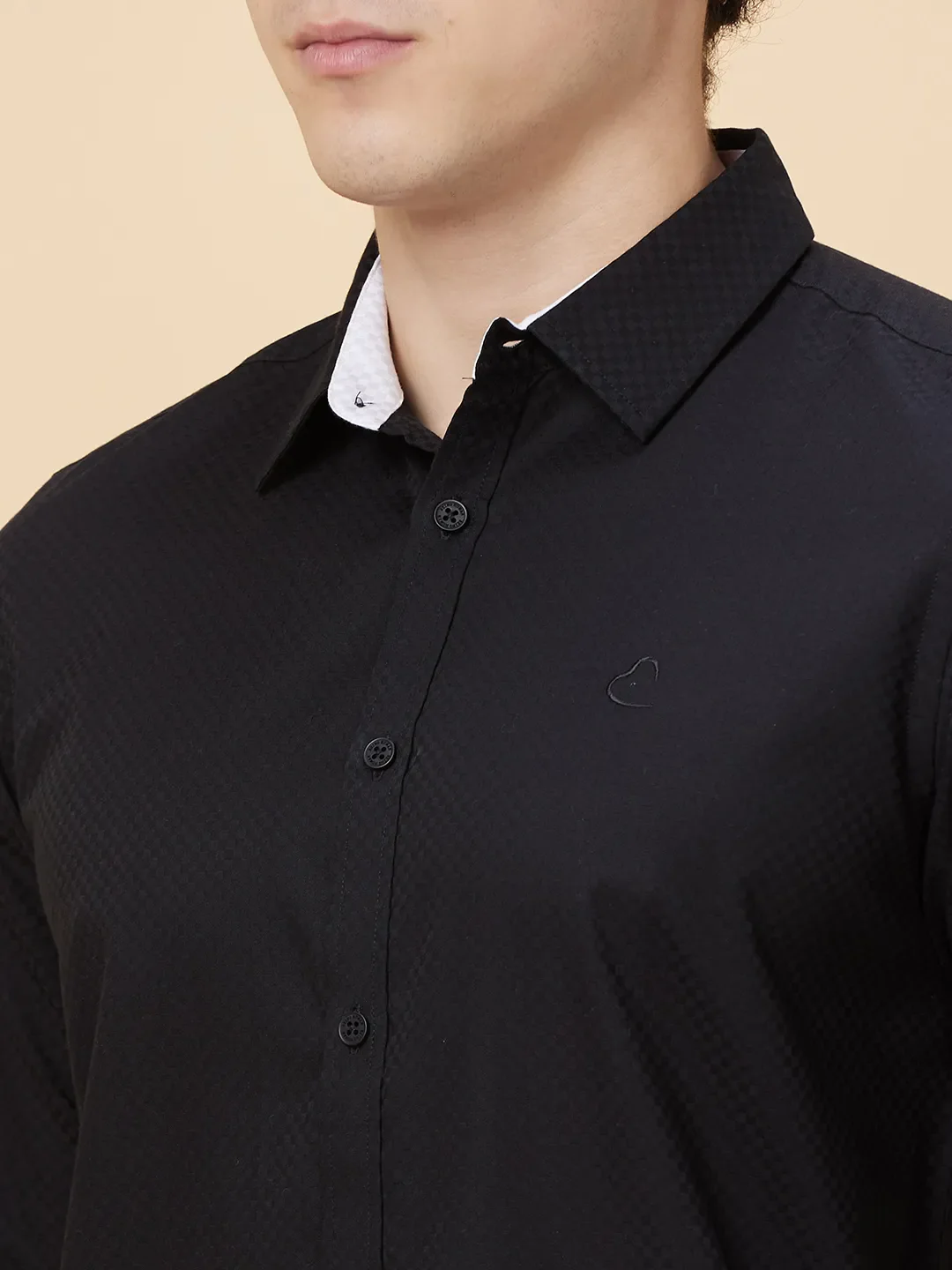 Black Slim Fit Regular Collar Men's Shirt by Being Human Clothing - Image 5
