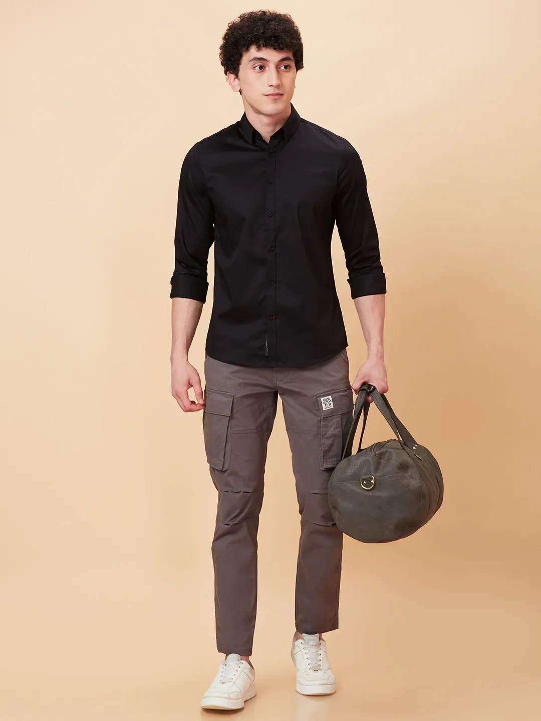Black Slim Fit Regular Collar Men's Shirt by Being Human Clothing - Image 6