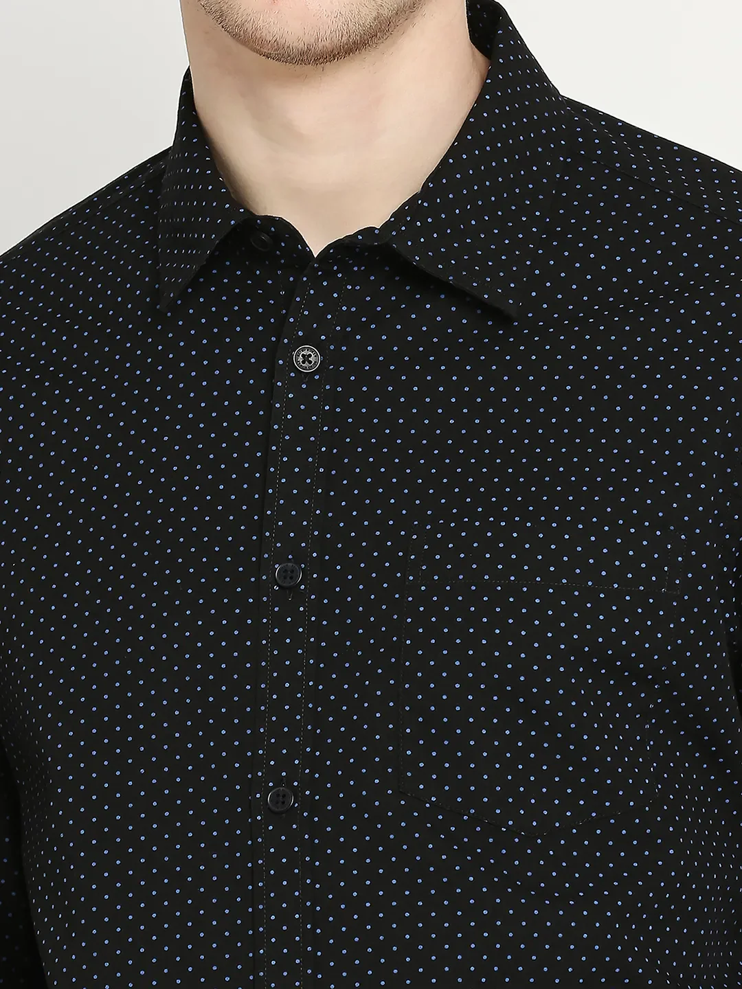 Black Slim Straight Fit Regular Collar Long Sleeves Men's Shirt by Being Human Clothing - Image 5
