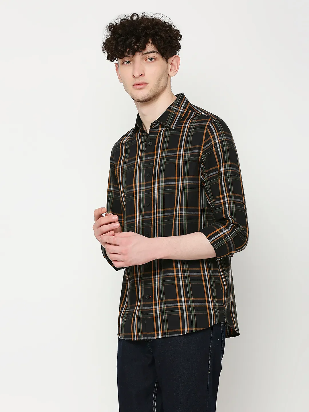 Black Slim Fit Regular Collar Men's Shirt by Being Human Clothing - Image 2