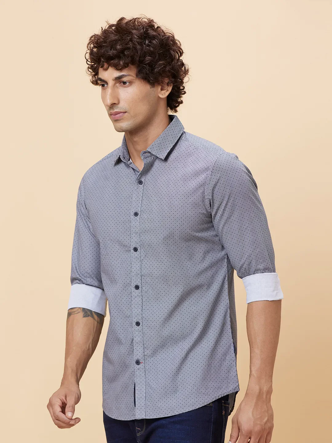 Black Slim Fit Regular Collar Men's Shirt by Being Human Clothing - Image 3