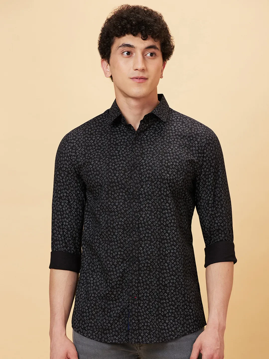 Black Slim Fit Regular Collar Men's Shirt by Being Human Clothing - Image 6