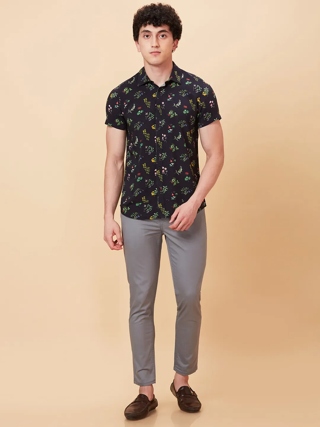 Black Slim Fit Regular Collar Men's Shirt by Being Human Clothing - Image 2