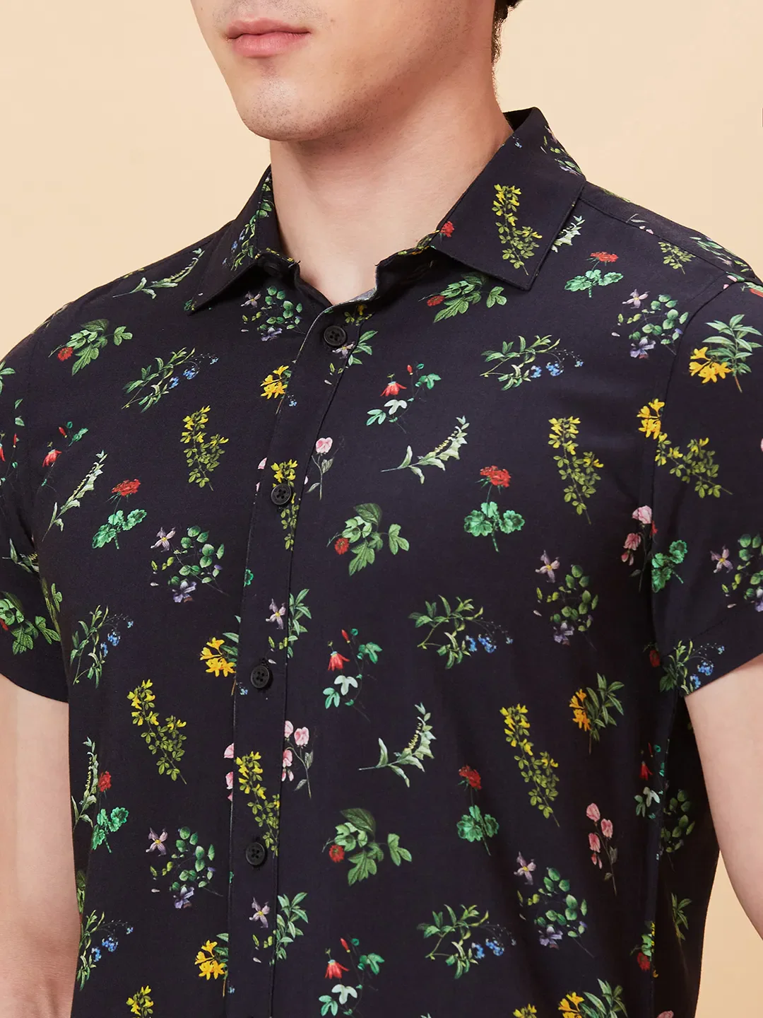 Black Slim Fit Regular Collar Men's Shirt by Being Human Clothing - Image 5