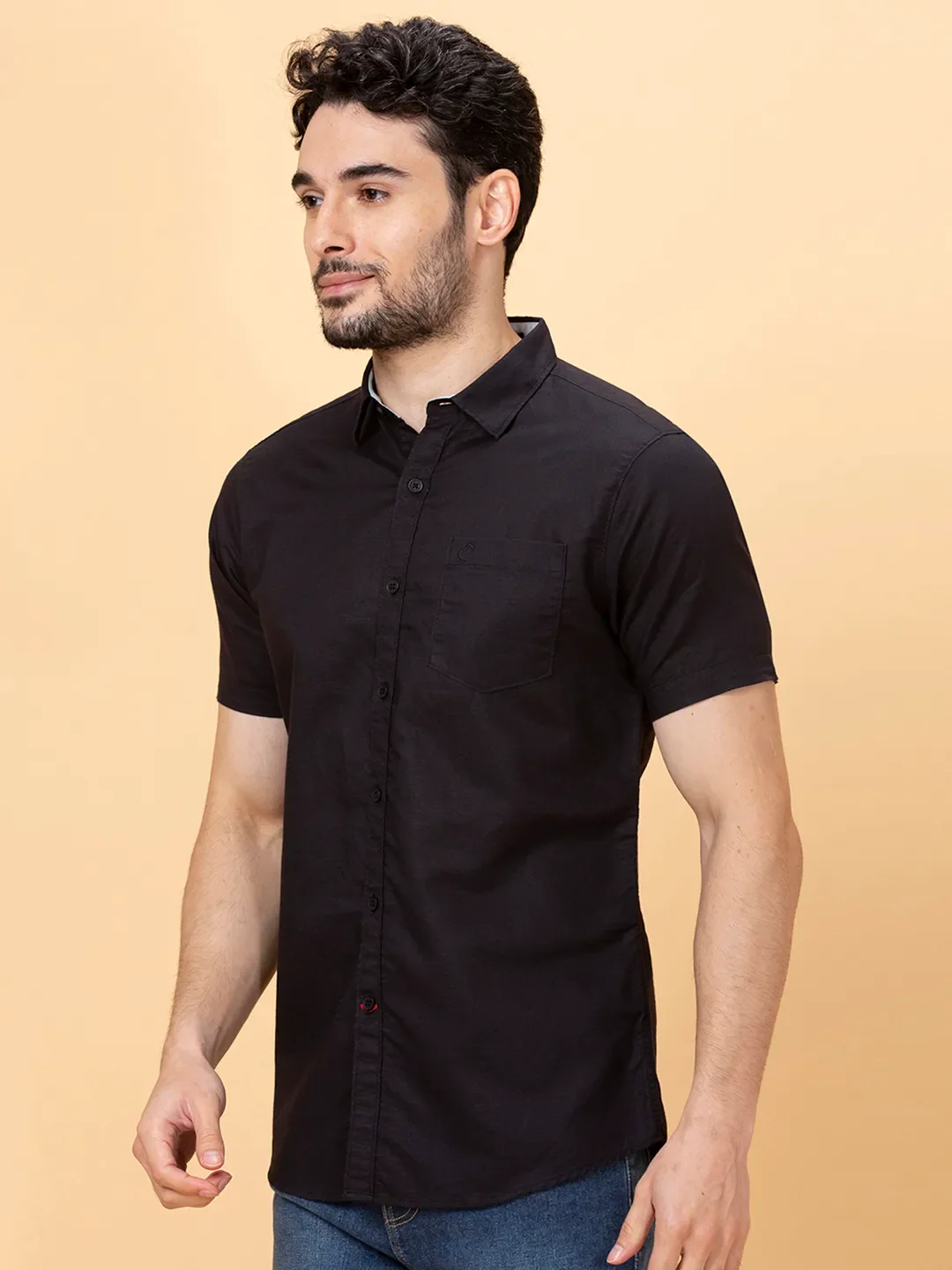 Black Slim Fit Regular Collar Men's Shirt by Being Human Clothing - Image 4