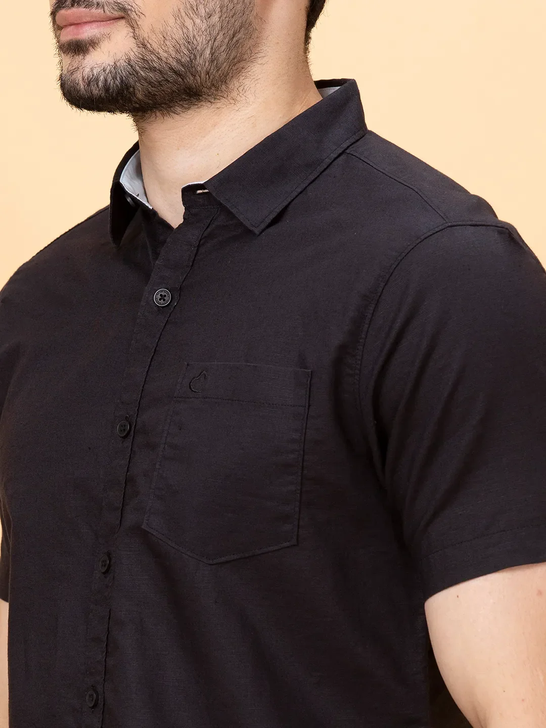 Black Slim Fit Regular Collar Men's Shirt by Being Human Clothing - Image 5