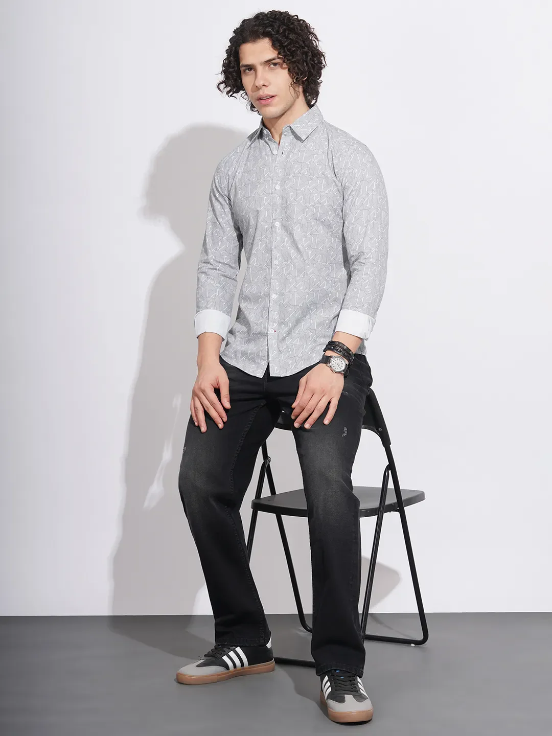 Black Slim Fit Regular Collar Men's Shirt by Being Human Clothing - Image 4