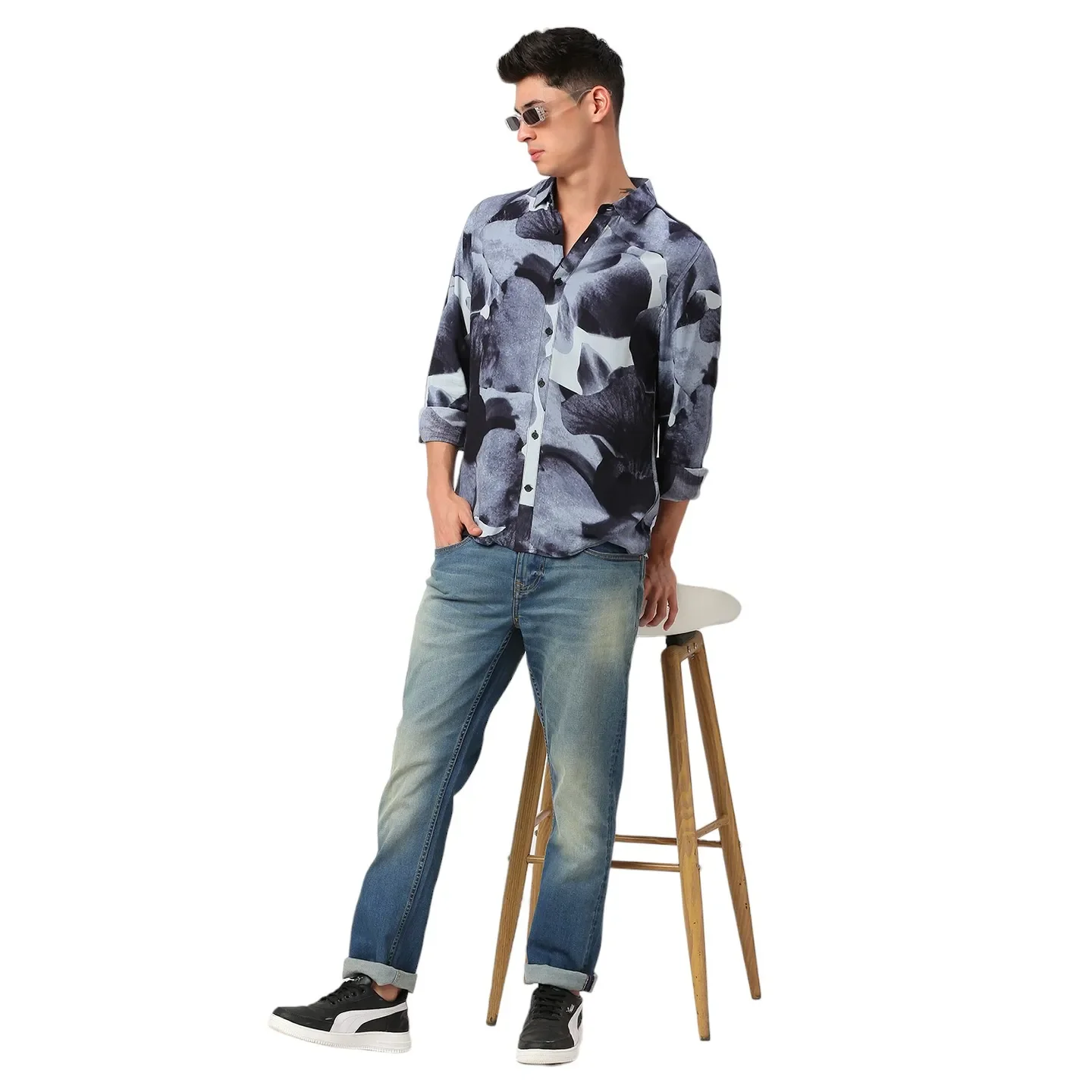 Black Slim Fit Regular Collar Men's Shirt by Being Human Clothing - Image 6