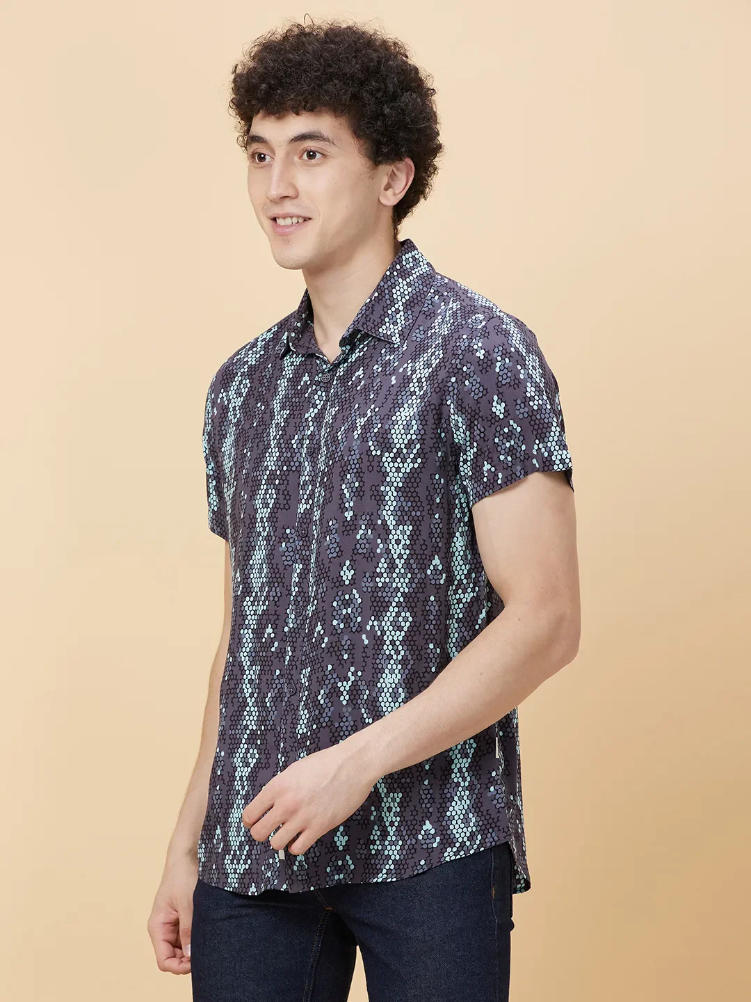 Black Slim Fit Regular Collar Men's Shirt by Being Human Clothing - Image 3
