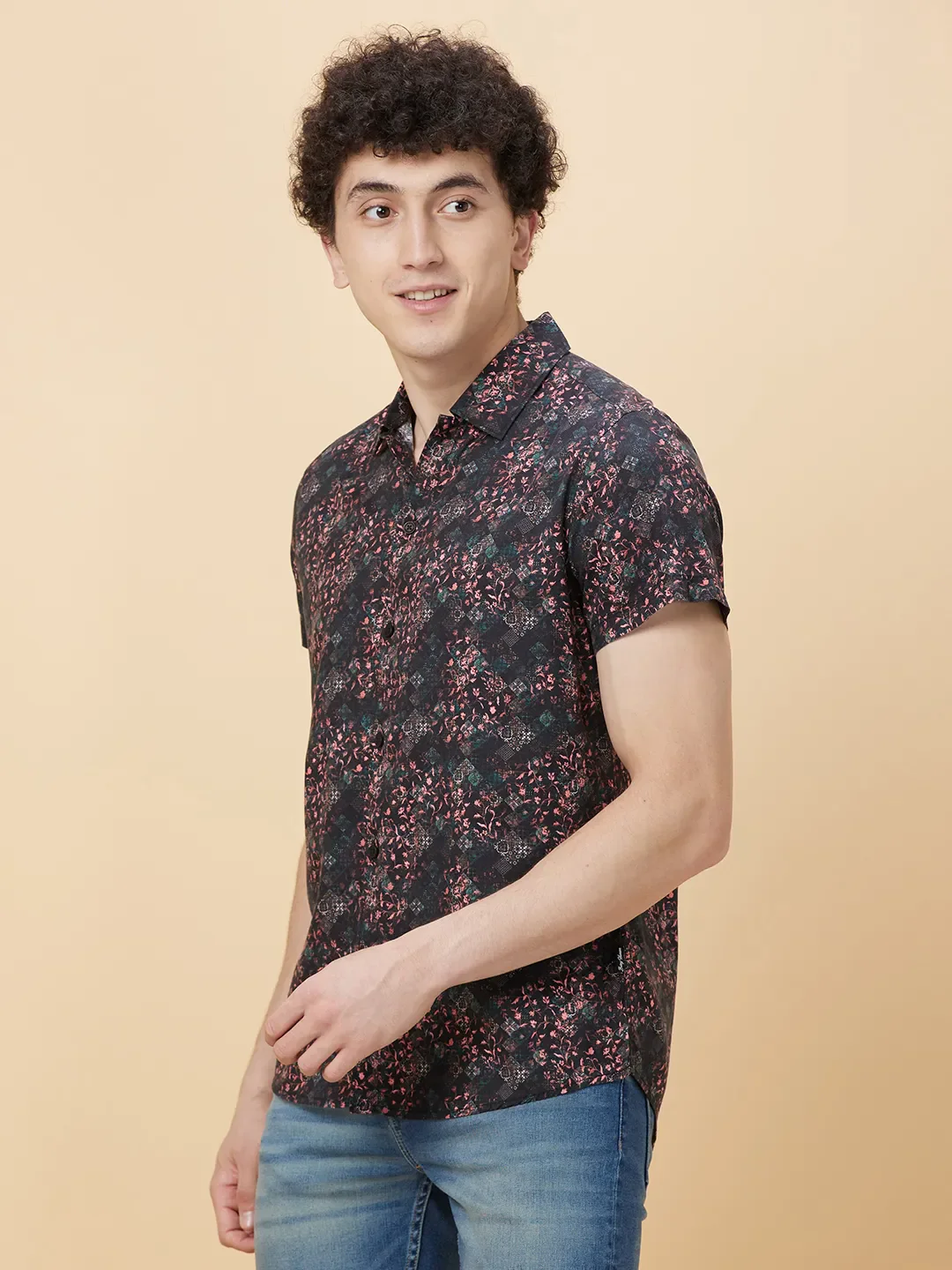 Black Slim Fit Regular Collar Men's Shirt by Being Human Clothing - Image 3