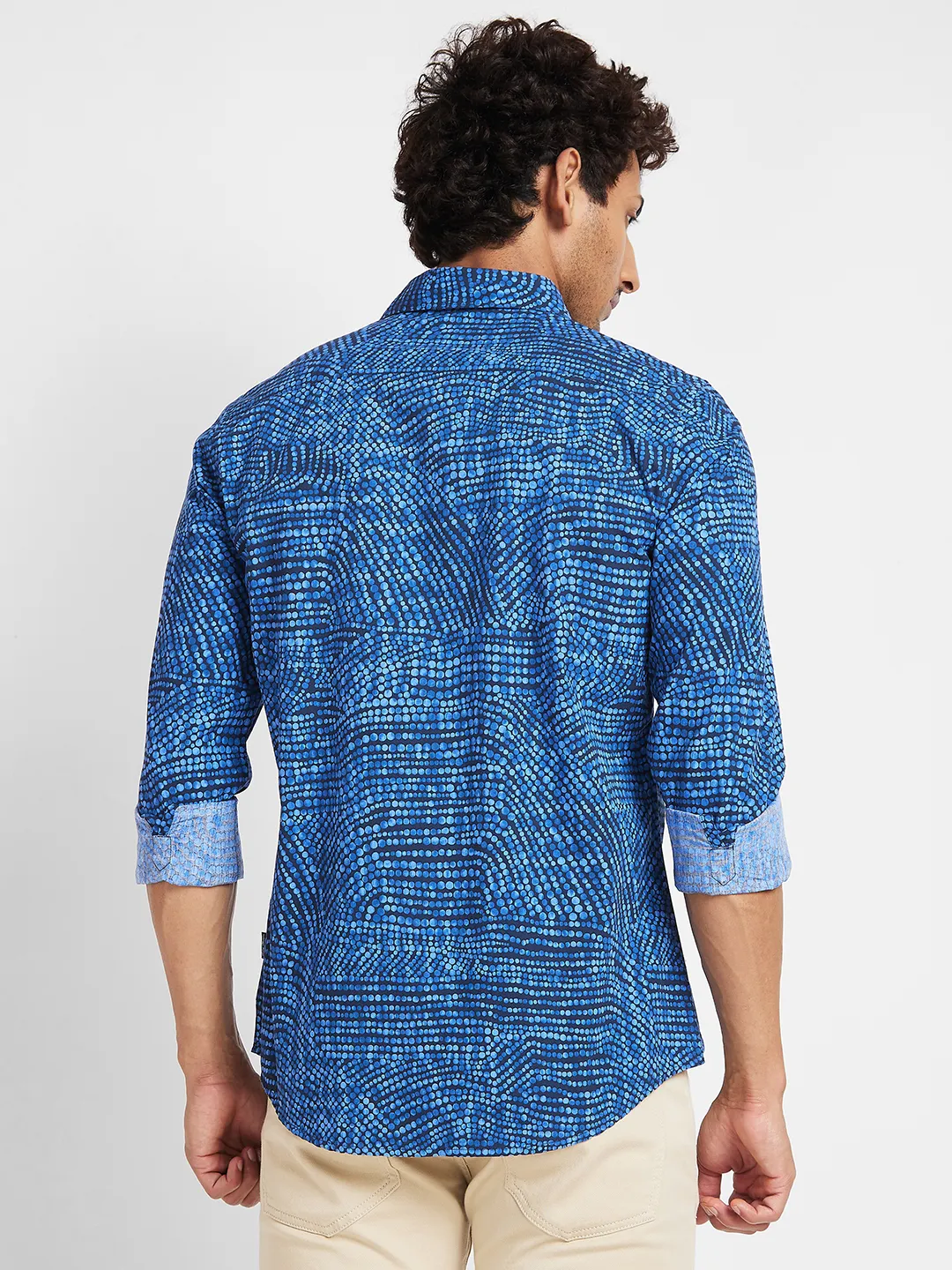 Blue Slim Fit Regular Collar Men's Shirt by Being Human Clothing - Image 4